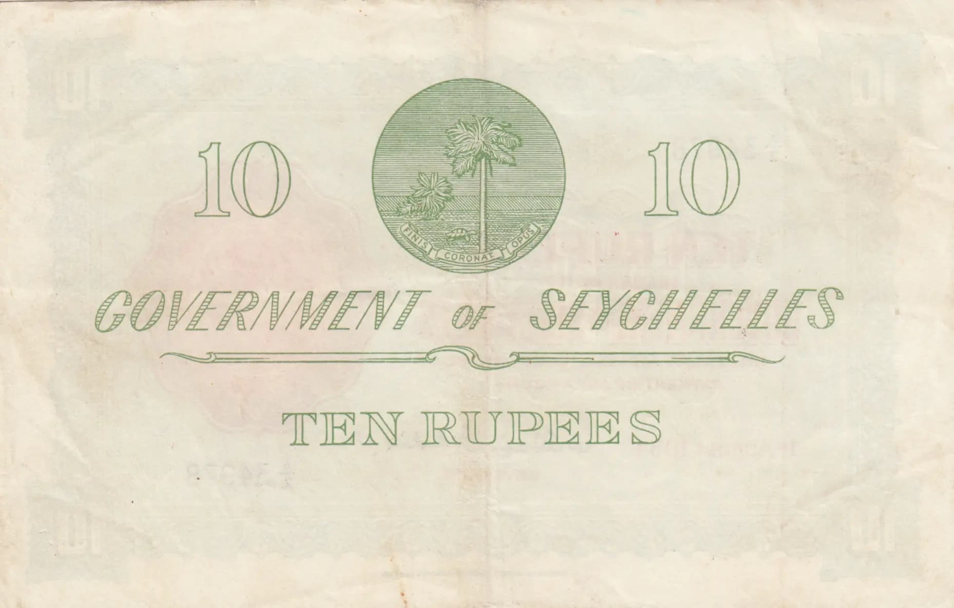 10 rupees 1954 from Seychelles , P-12a (1954) — image 2