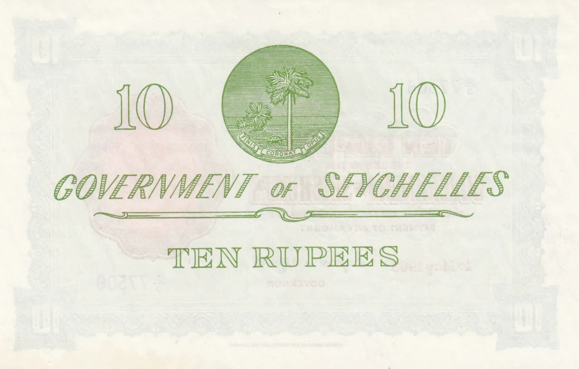10 rupees 1963 from Seychelles , P-12c (1963) — image 2