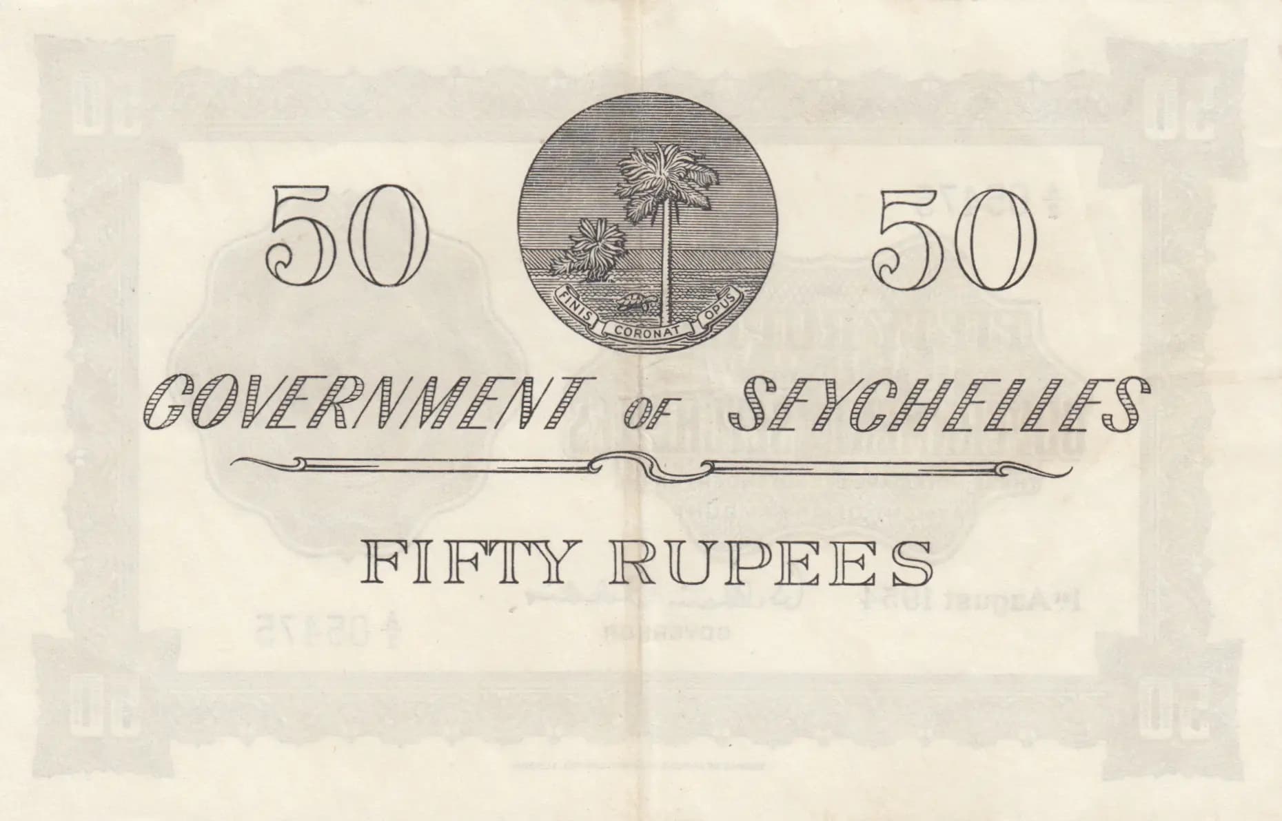 50 rupees 1954 from Seychelles , P-13a (1954) — image 2