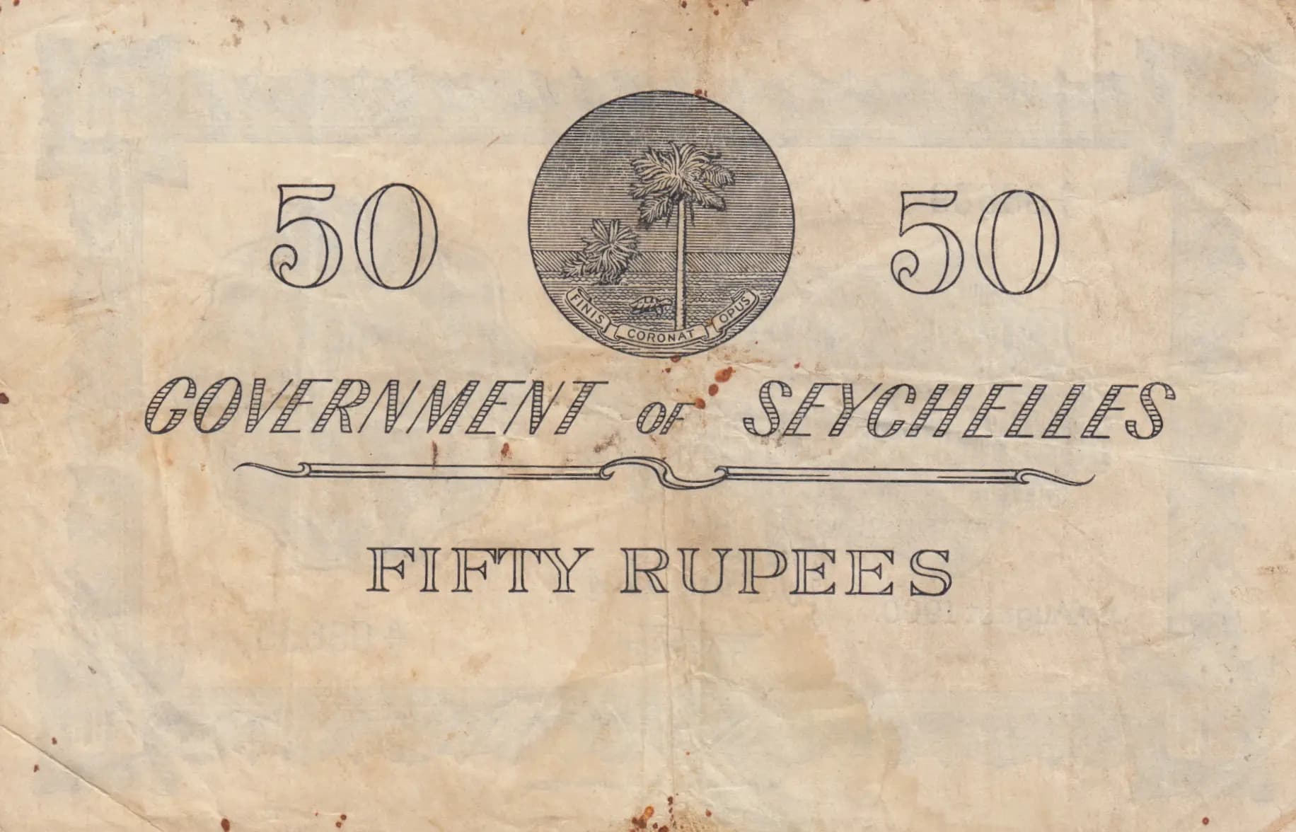50 rupees 1960 from Seychelles , P-13b (1960) — image 2