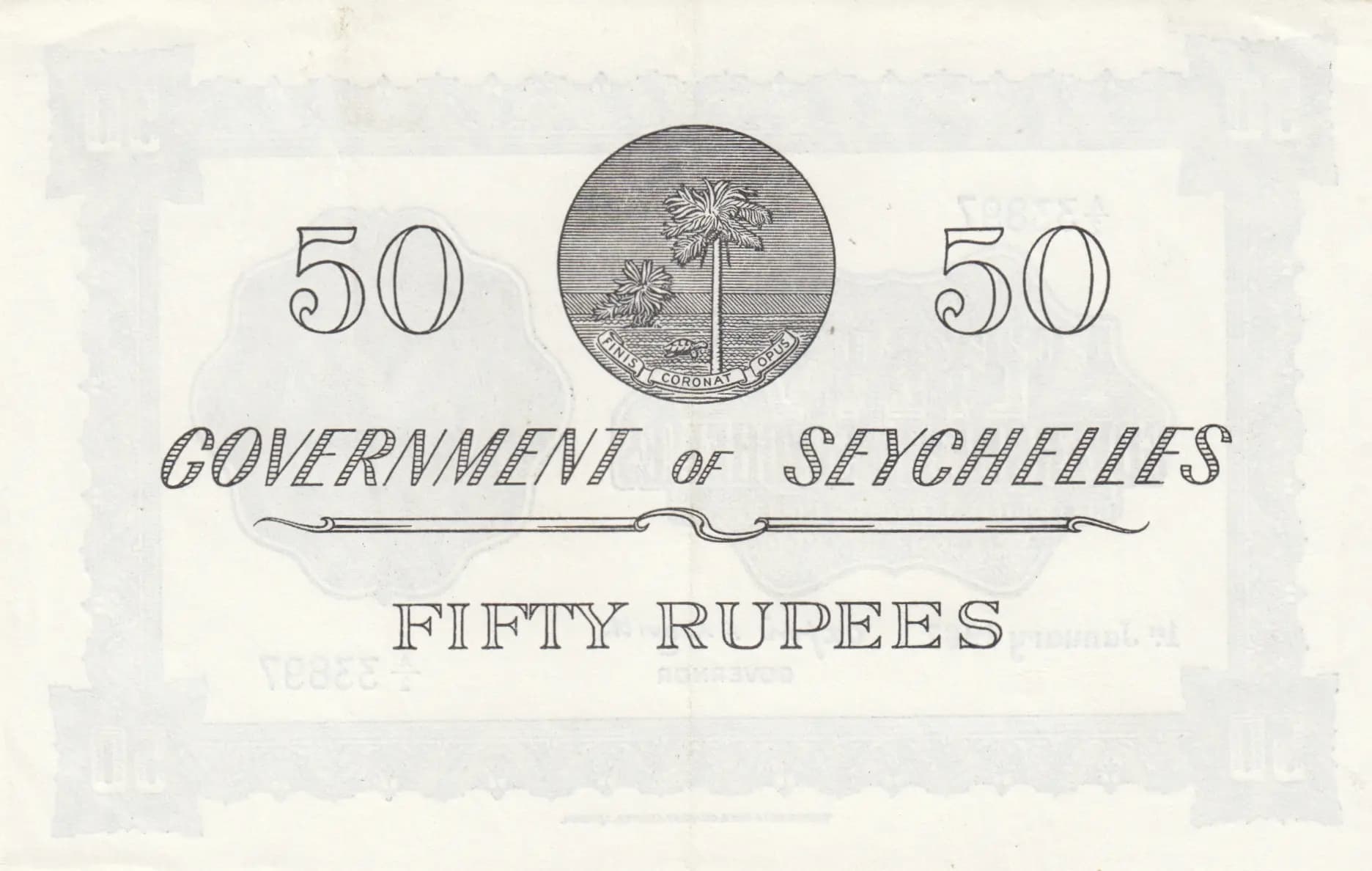 50 rupees 1967 from Seychelles , P-13d (1967) — image 2
