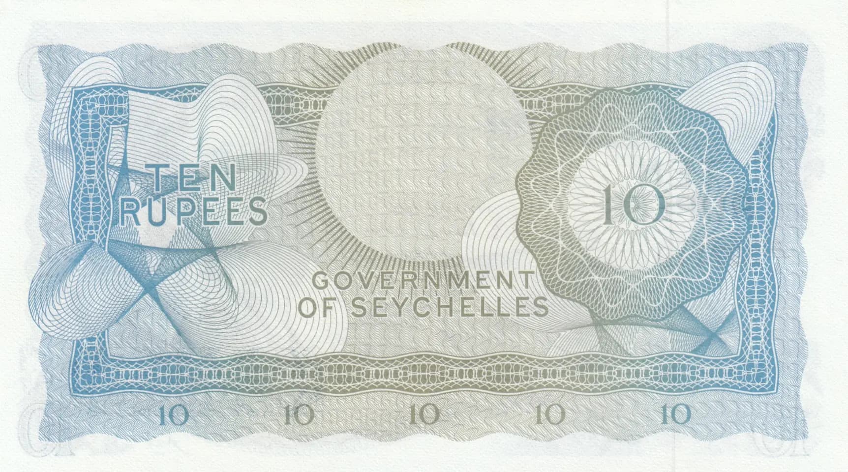10 rupees 1968 from Seychelles , P-15a (1968) — image 2