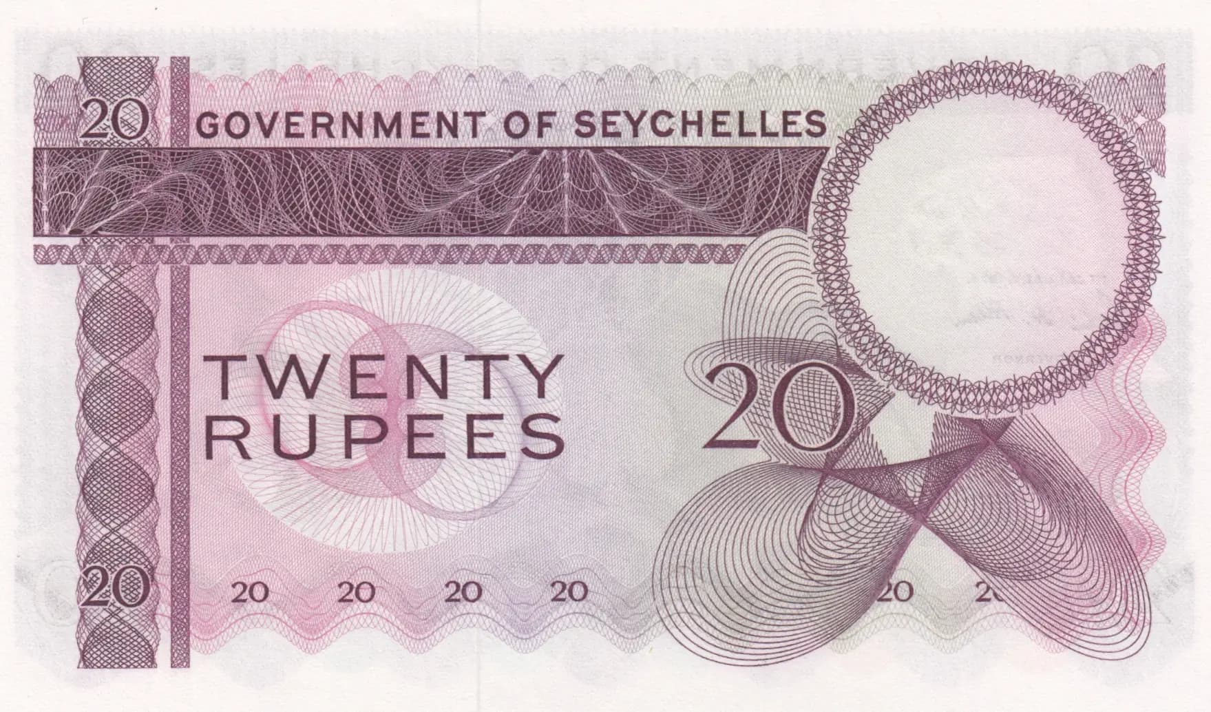 20 rupees 1974 from Seychelles , P-16c (1974) — image 2