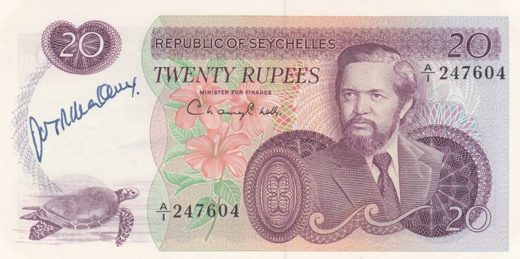 20 rupees 1977 from Seychelles , P-20 (1977) — image 1