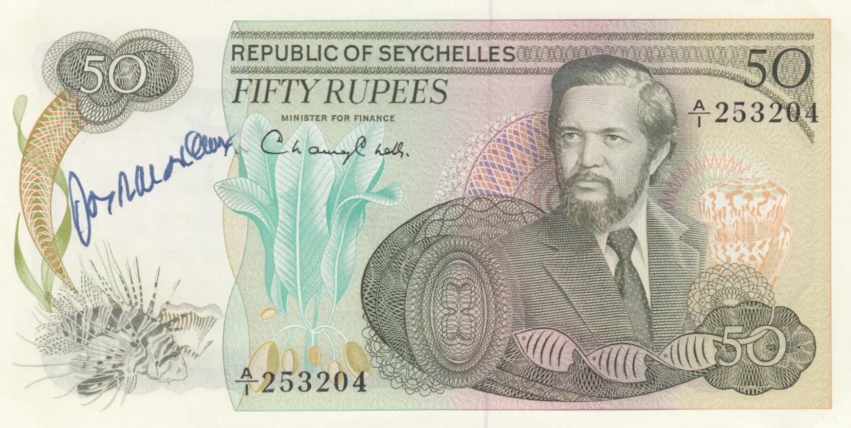 50 rupees 1977 from Seychelles , P-21