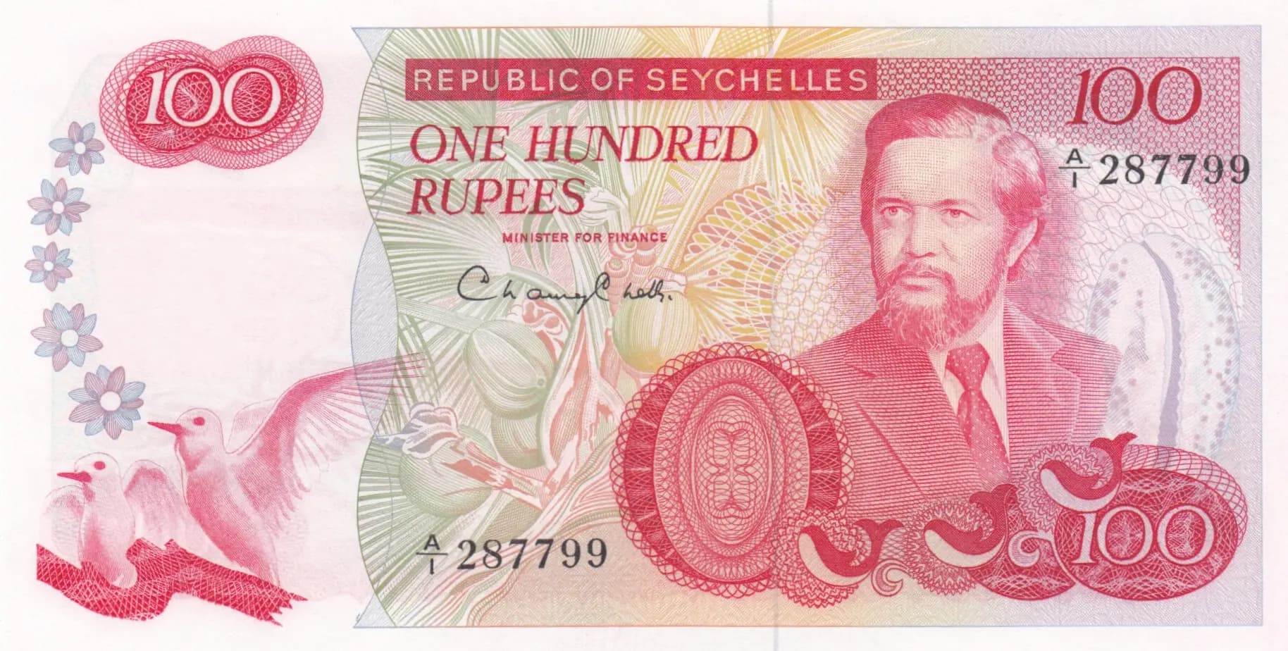 100 rupees 1977 from Seychelles , P-22 (1977) — image 1