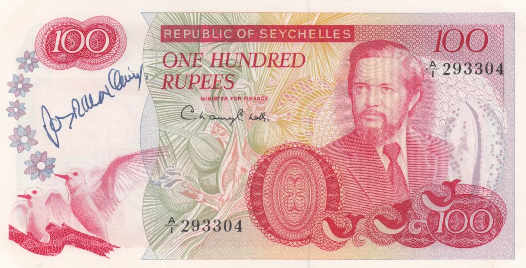 100 rupees 1977 from Seychelles , P-22