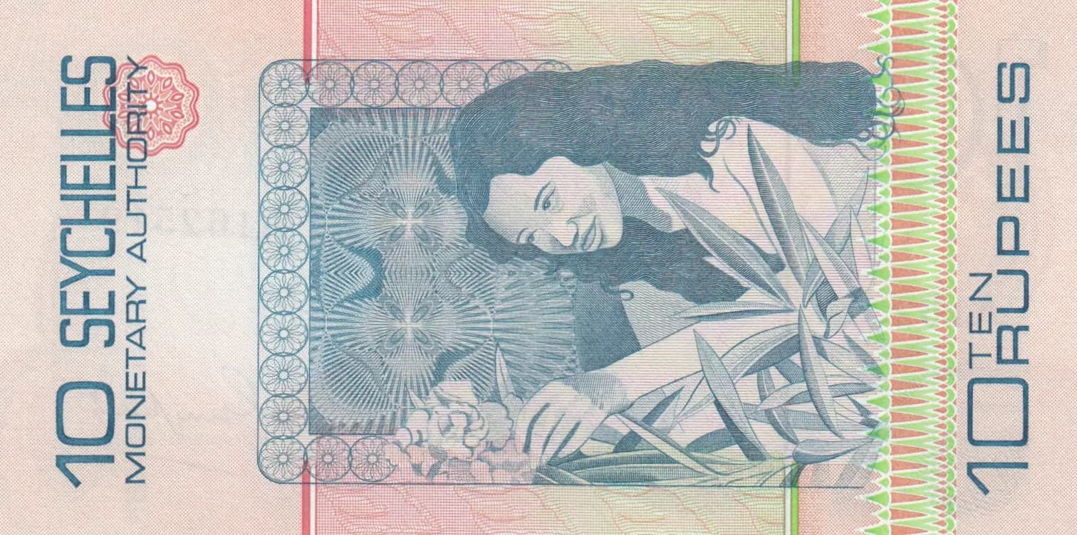 10 rupees 1979 from Seychelles , P-23 (1979) — image 2