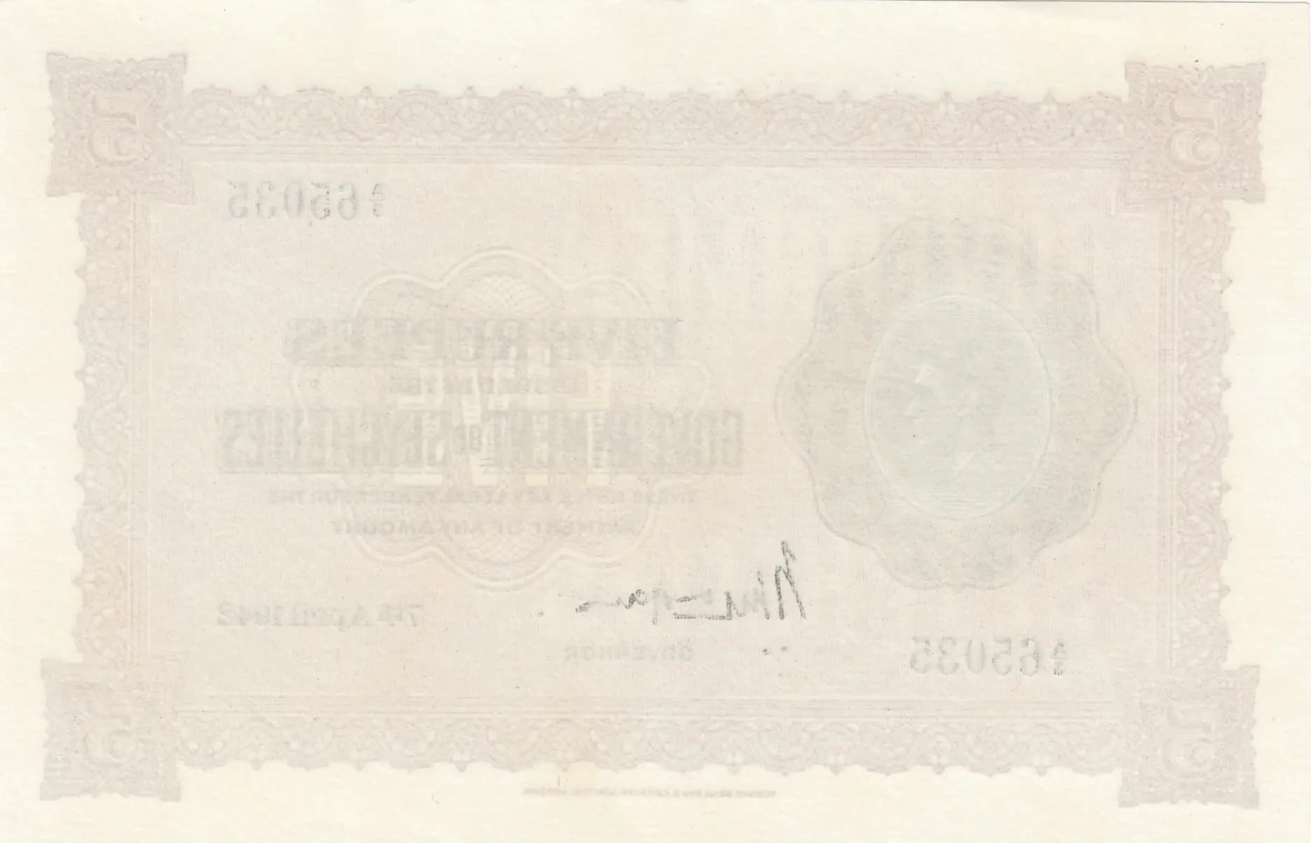 5 rupees 1942 from Seychelles , P-8 (1942) — image 2