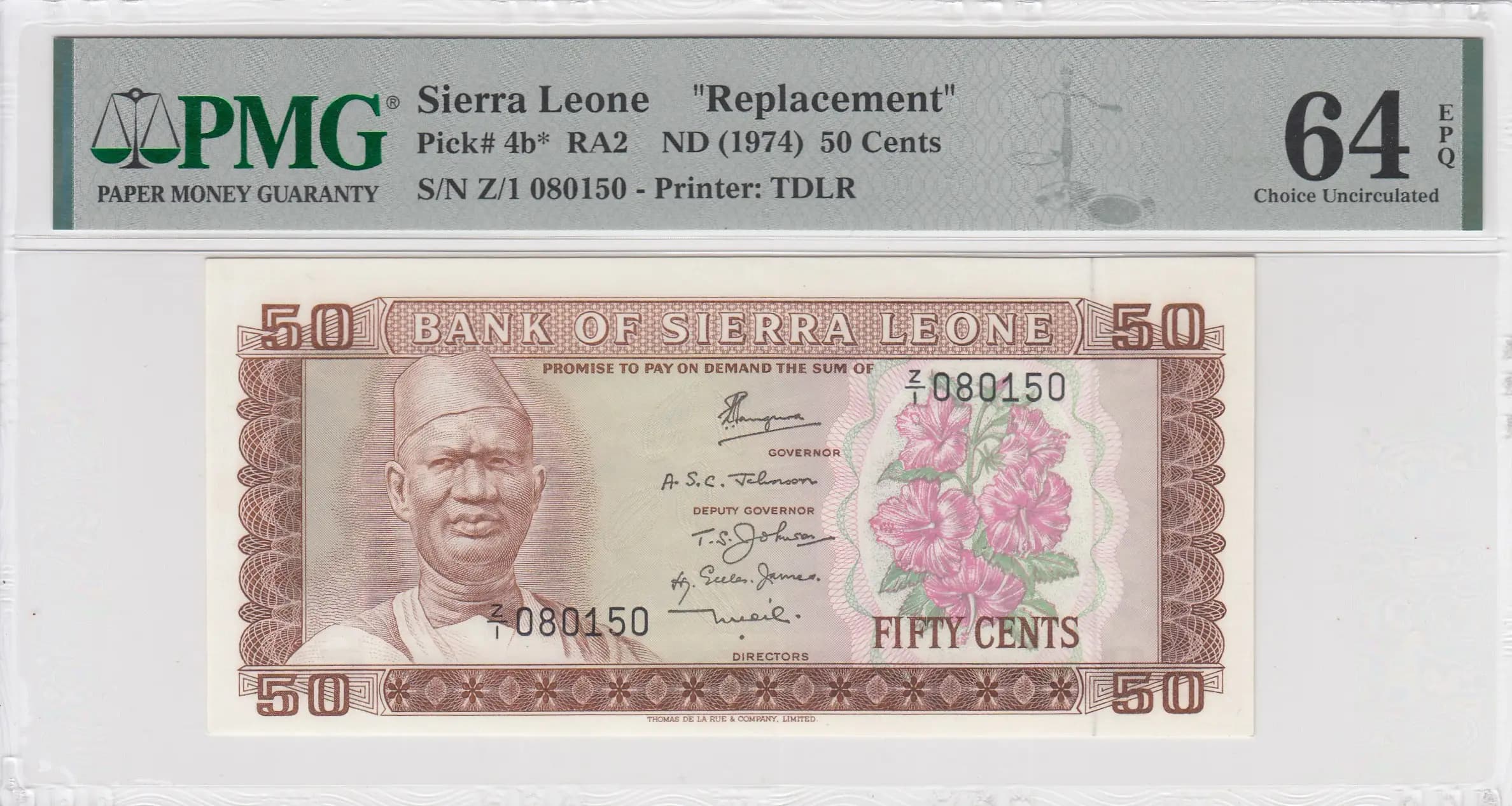 50 cents 1979 replacement from Sierra Leone, P-4b*