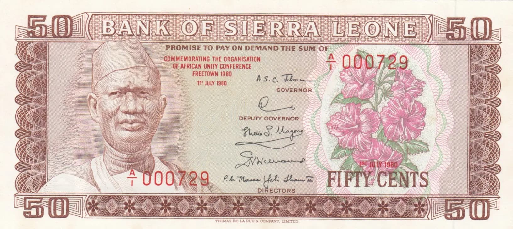 50 cents 1980 from Sierra Leone, P-9 (1980) — image 1