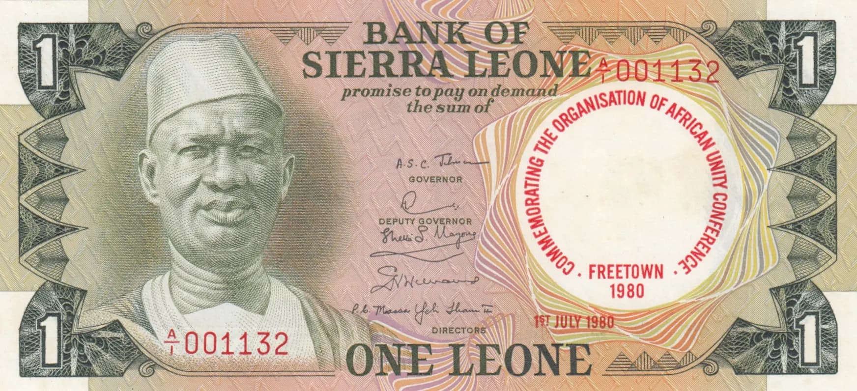 1 leone 1980 from Sierra Leone, P-10
