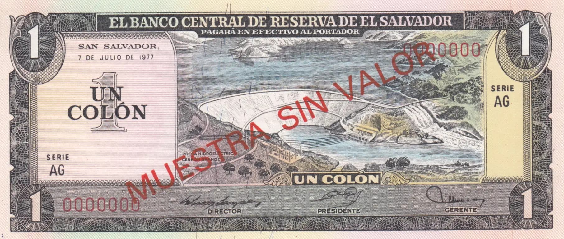 1 colon 1977 specimen from El Salvador, P-125s (1977) — image 1