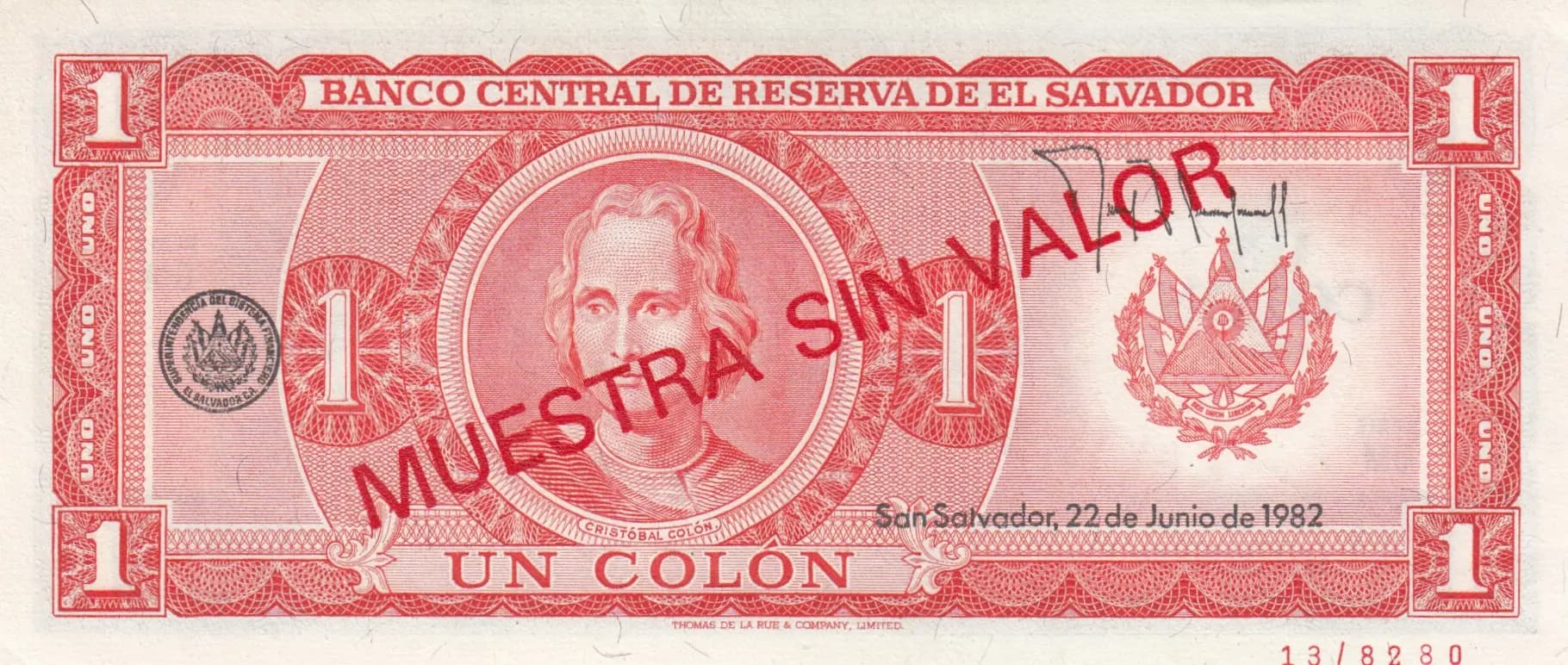 1 colon 1982 specimen from El Salvador, P-133As (1982) — image 2