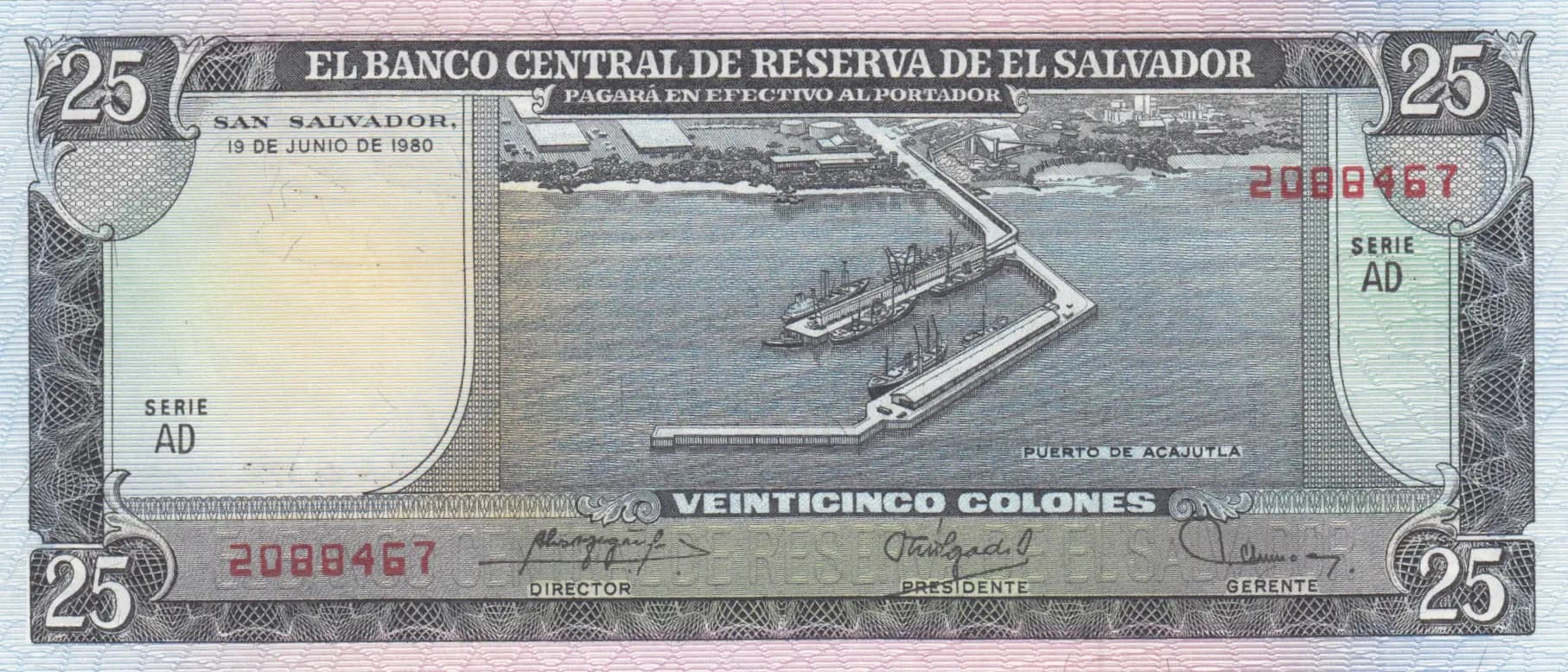 25 colones 1980 from El Salvador, P-130b