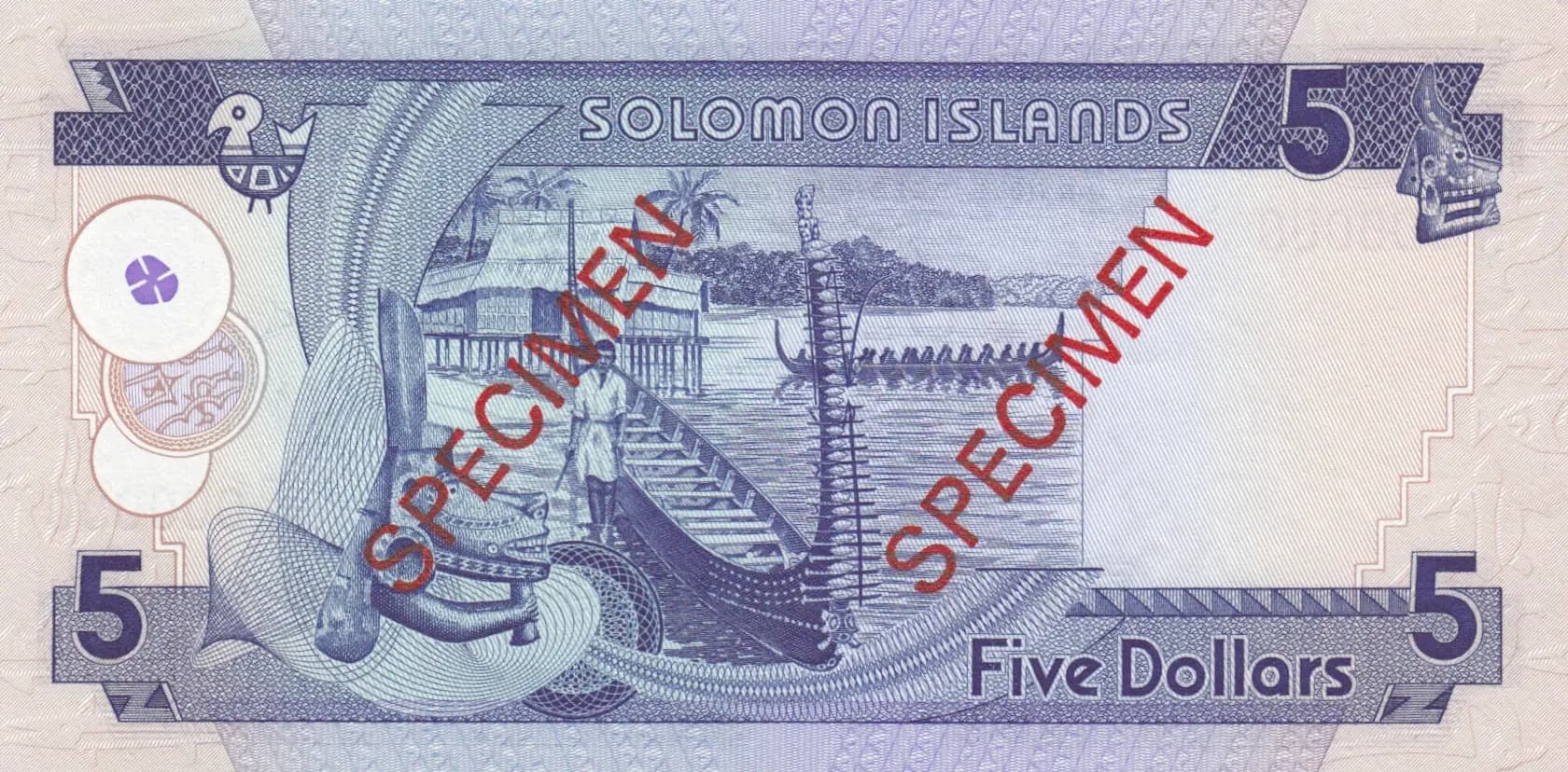 5 dollars 1986 specimen from Solomon Islands, P-14s (1986) — image 2