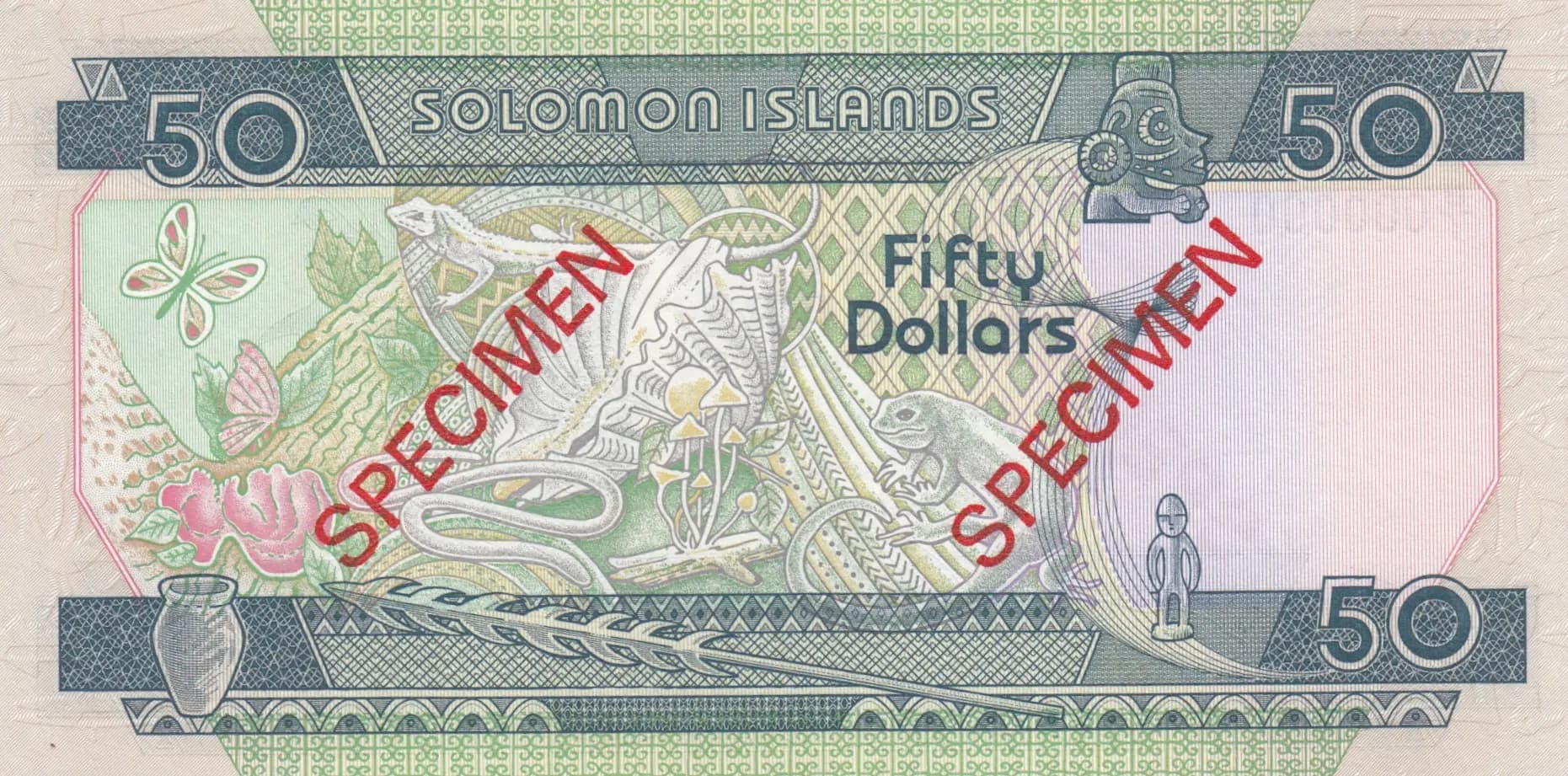 50 dollars 1986 specimen from Solomon Islands, P-17s (1986) — image 2