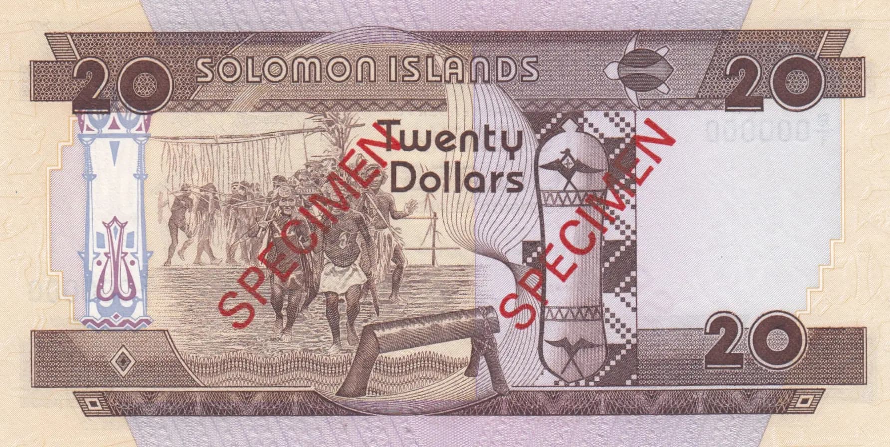 20 dollars 1986 specimen from Solomon Islands, P-16s (1986) — image 2