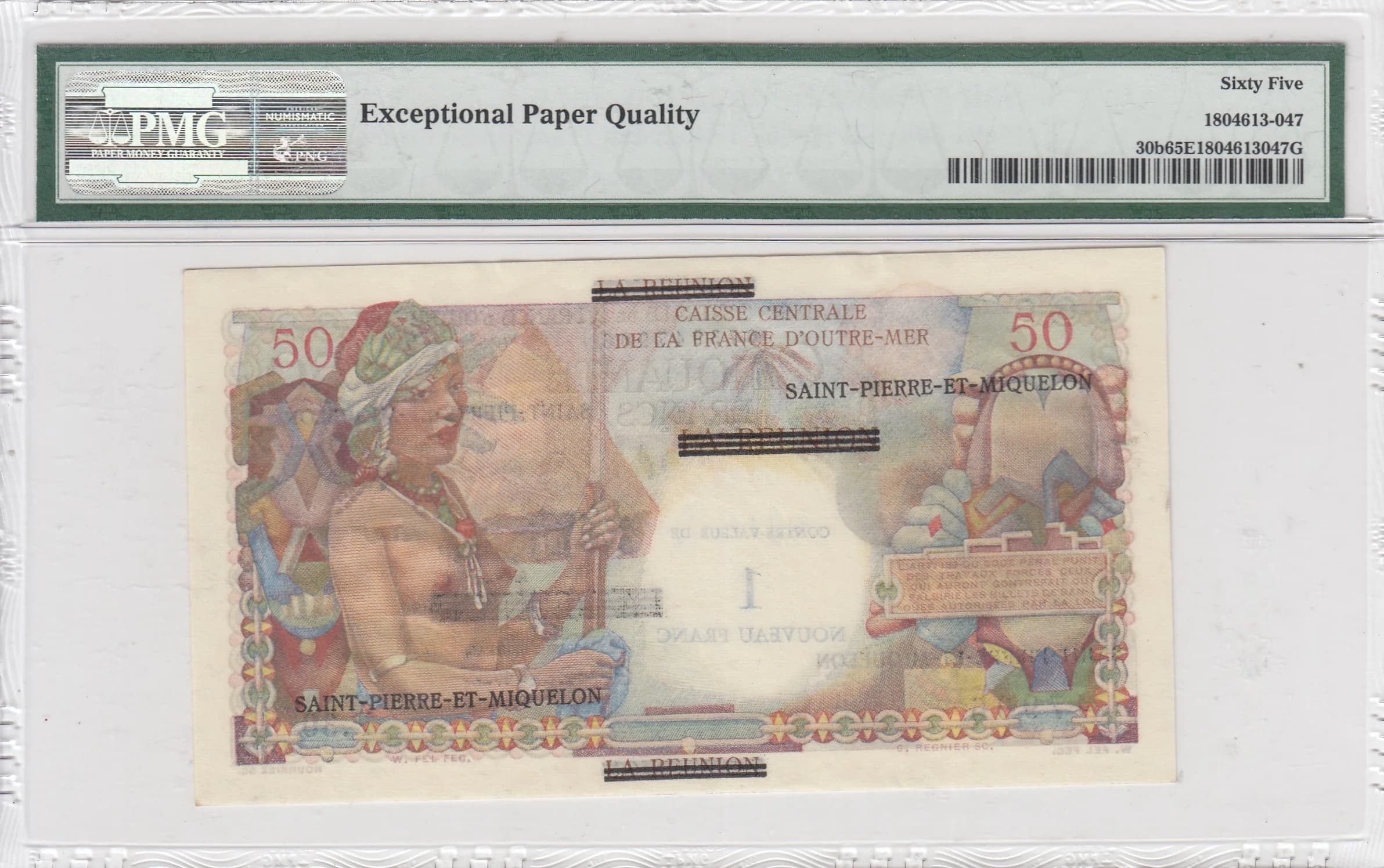 1 nouveau franc 1960 from Saint Pierre & Miquelon, P-30b (1960) — image 2