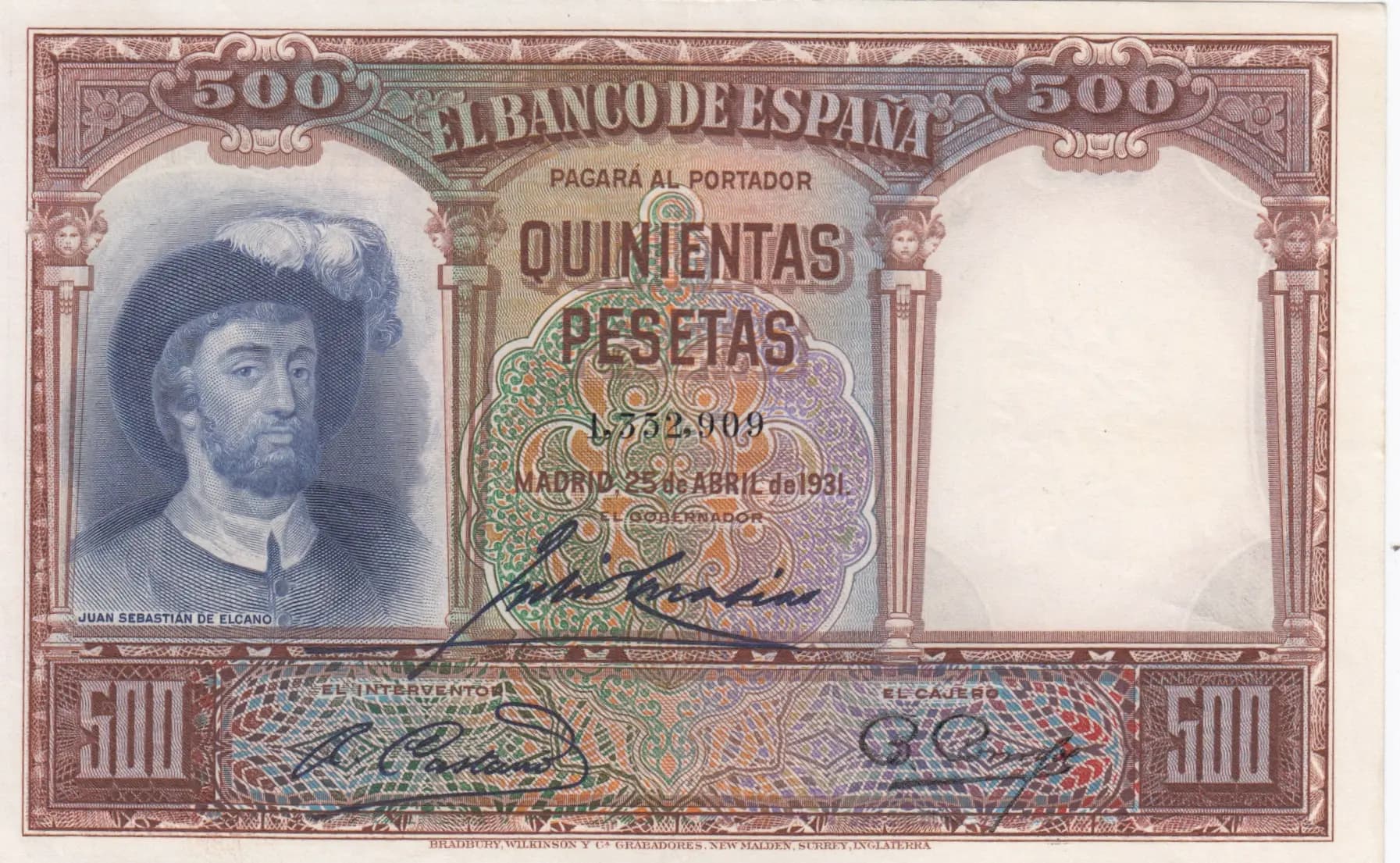 500 pesetas 1931 from Spain, P-84 (1931) — image 1