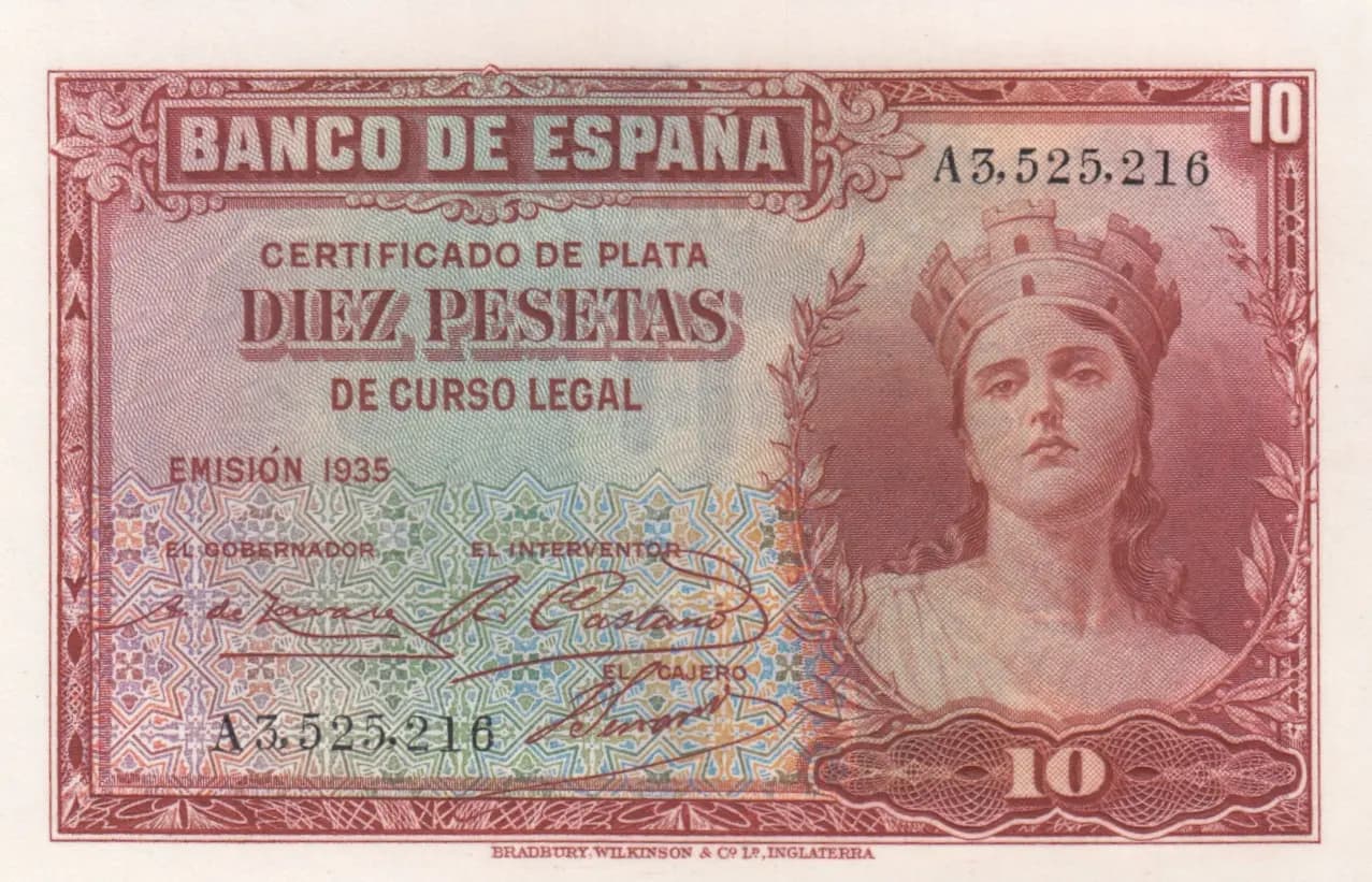 10 pesetas 1935 from Spain, P-86 (1935) — image 1