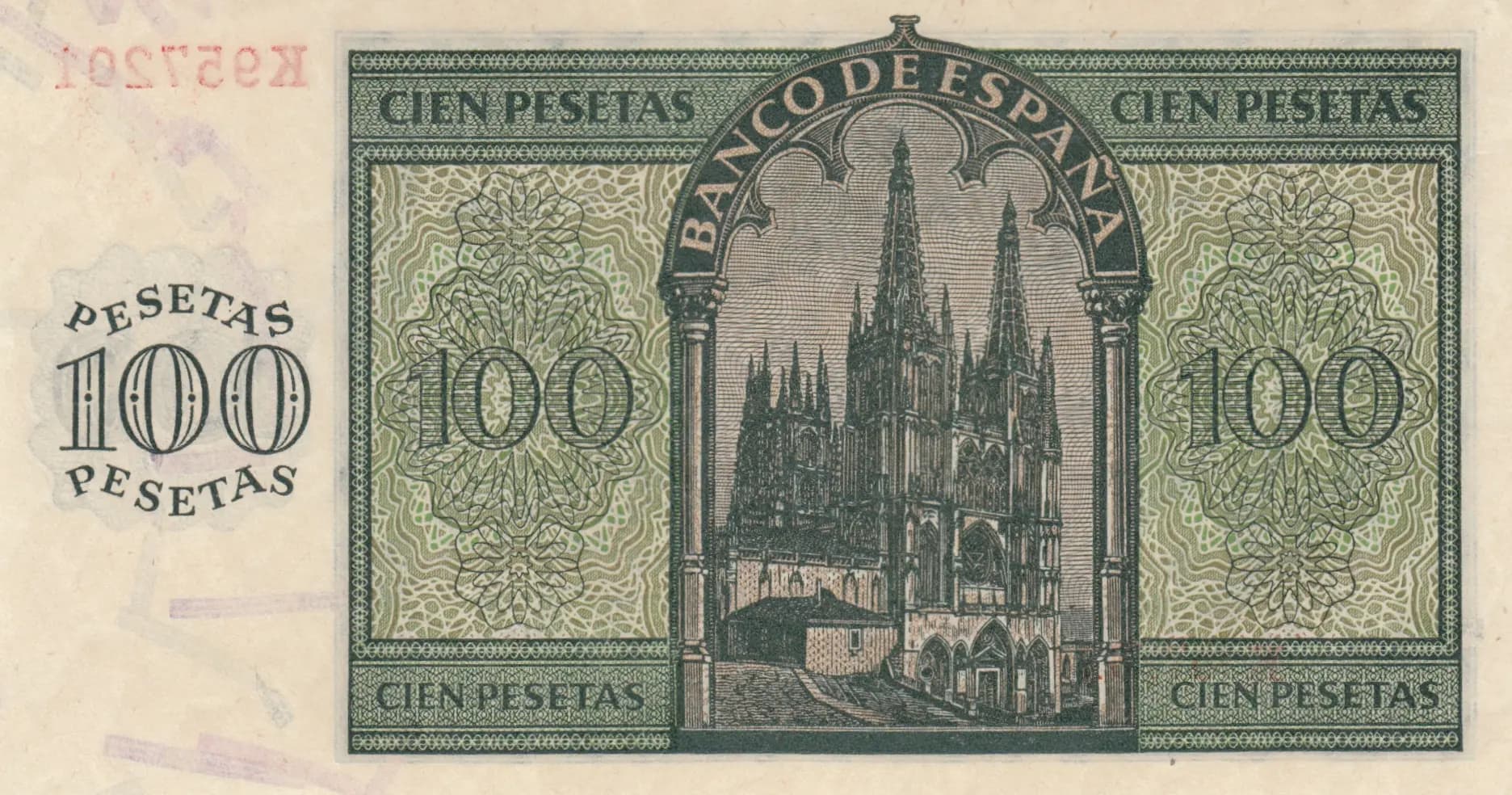 100 pesetas 1936 from Spain, P-101 (1936) — image 2