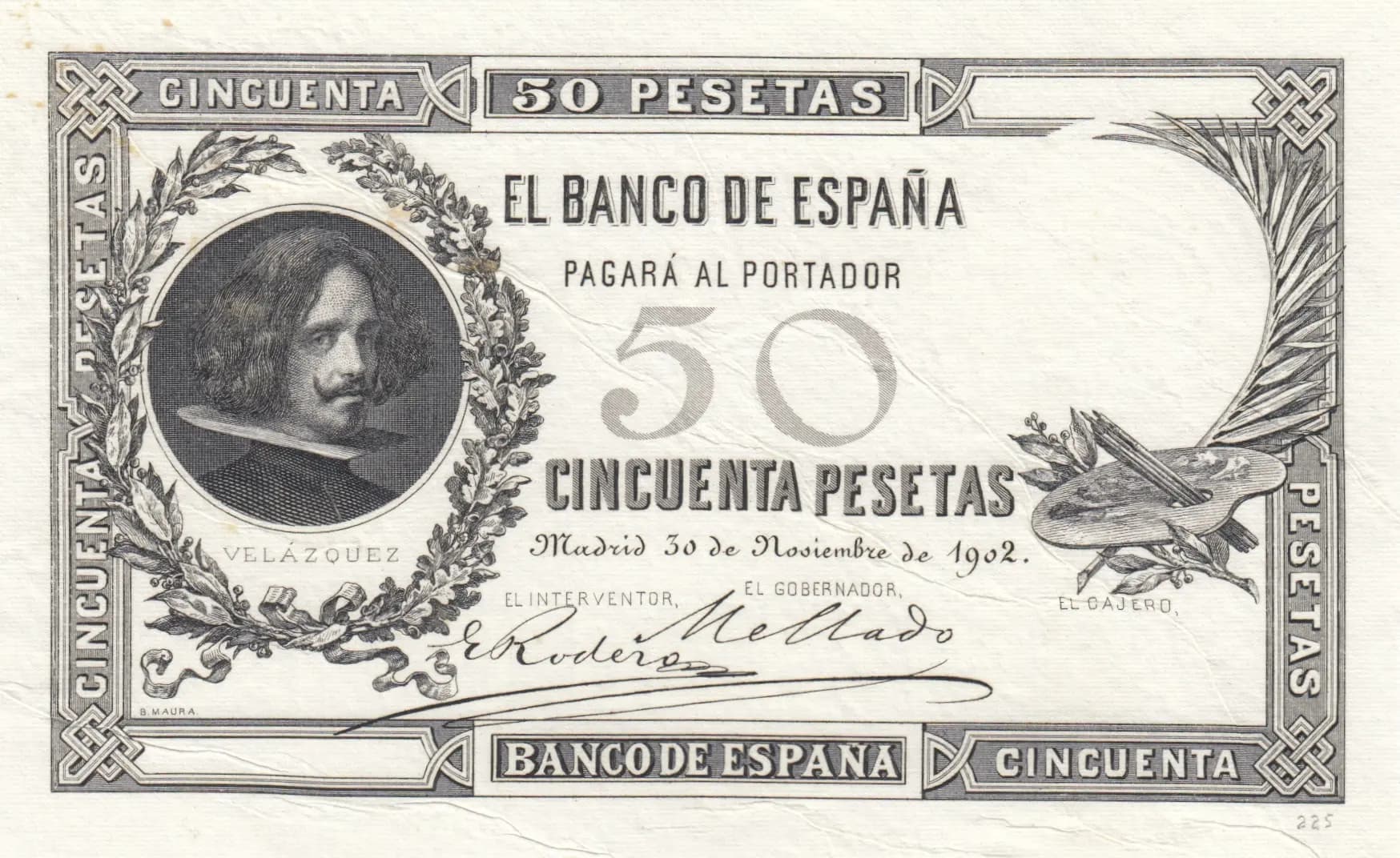 50 pesetas 1902 from Spain, P-52