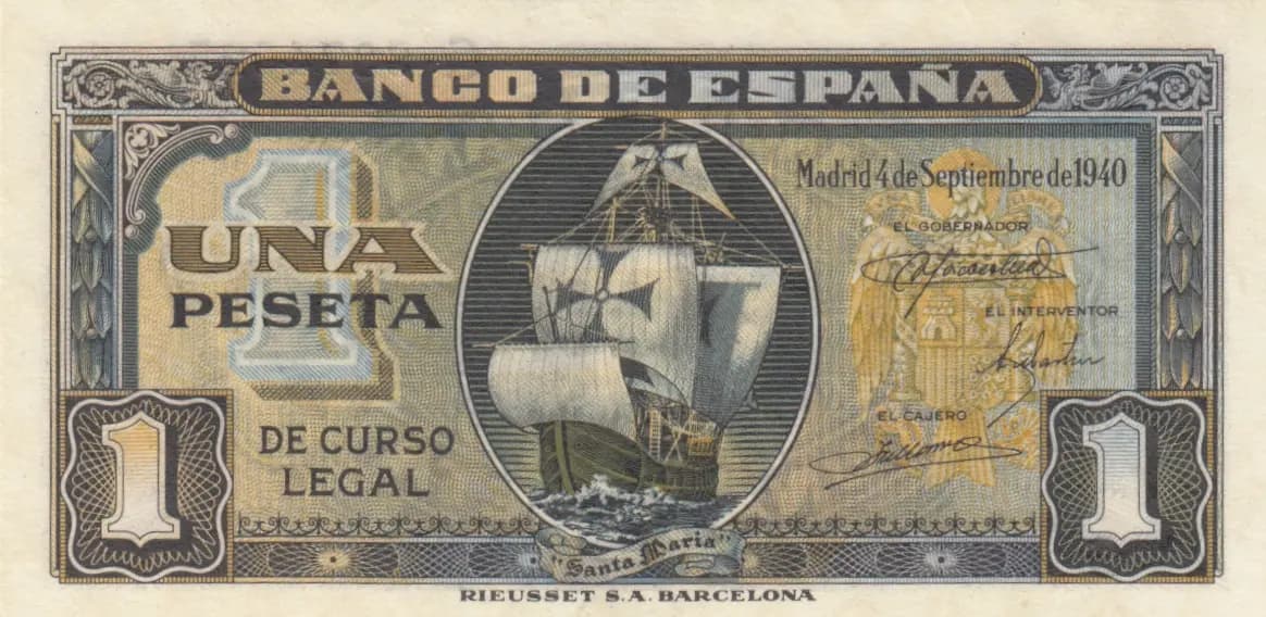 1 peseta 1940 from Spain, P-122