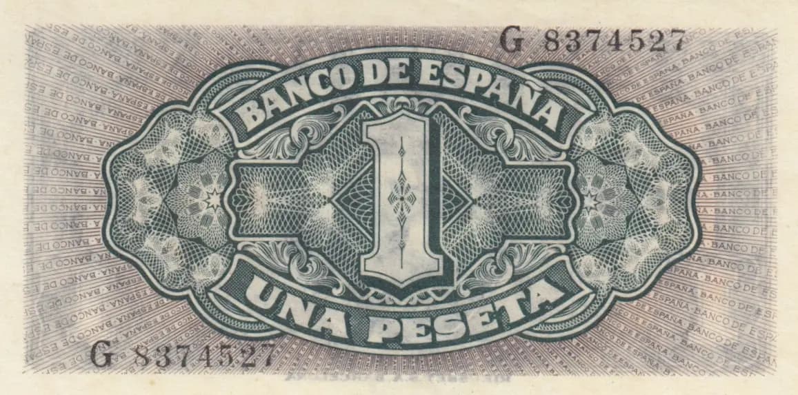 1 peseta 1940 from Spain, P-122 (1940) — image 2