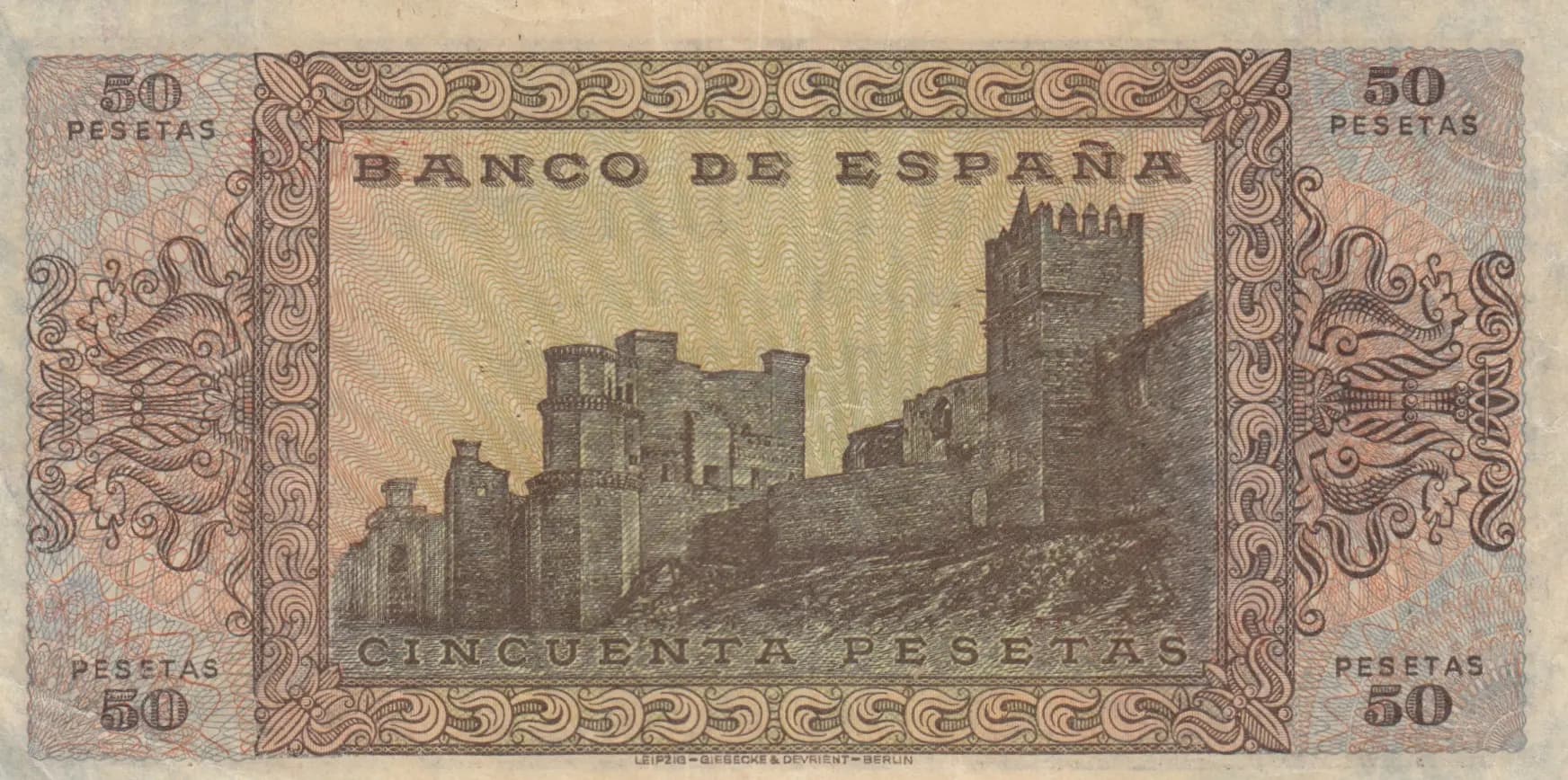 50 pesetas 1938 from Spain, P-112 (1938) — image 2
