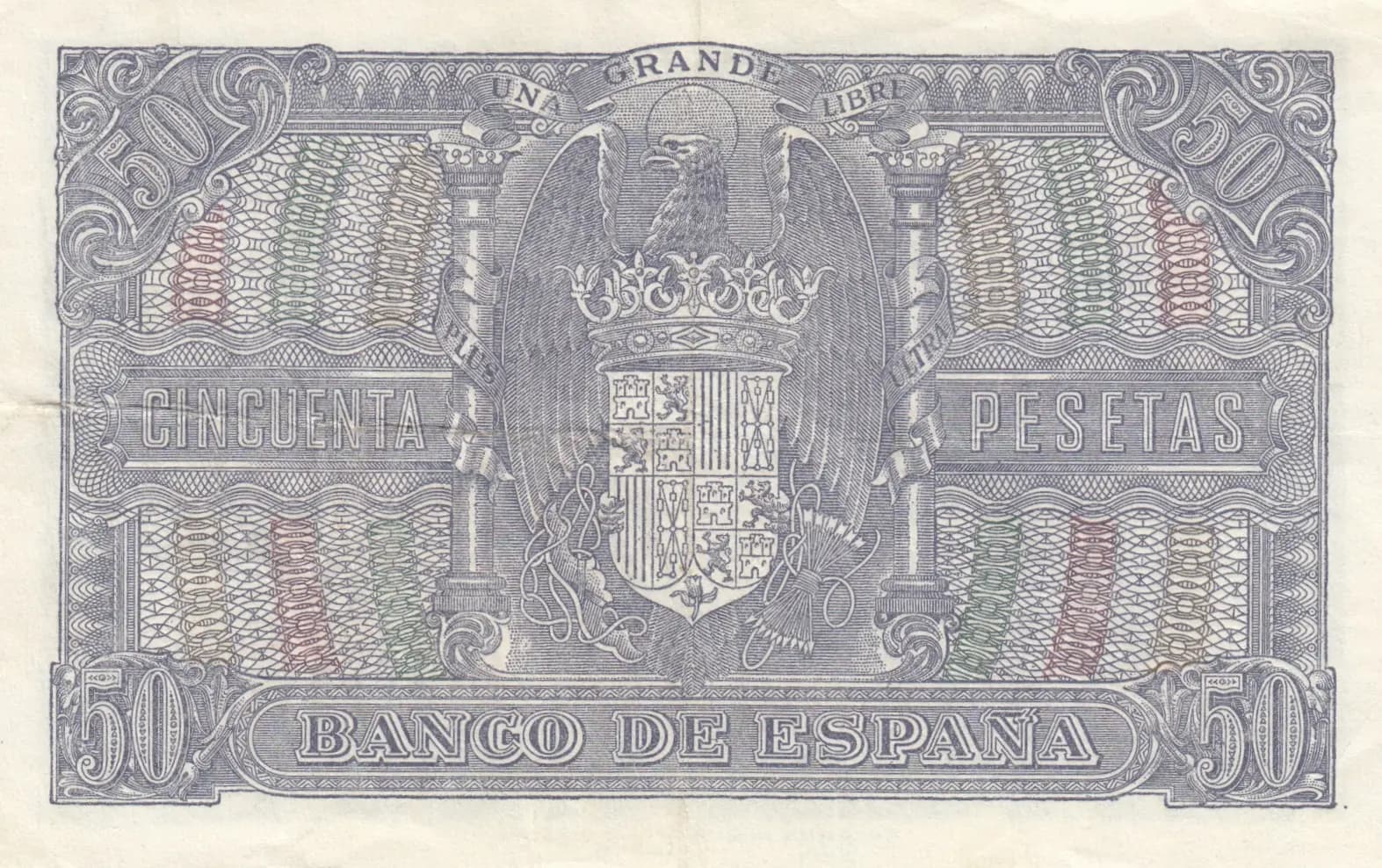 50 pesetas 1940 from Spain, P-117 (1940) — image 2