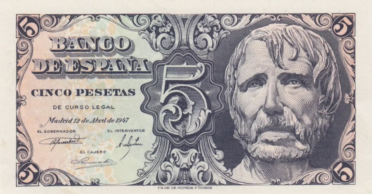 5 pesetas 1947 from Spain, P-134 (1947) — image 1