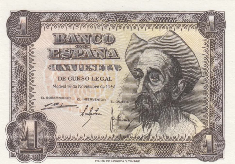 1 peseta 1951 from Spain, P-139 (1951) — image 1