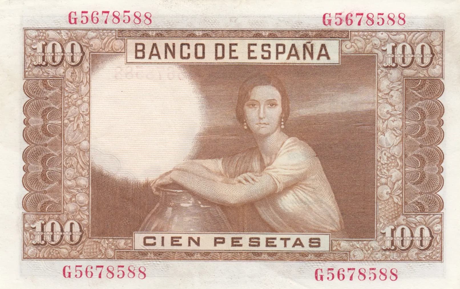 100 pesetas 1953 from Spain, P-145 (1953) — image 2