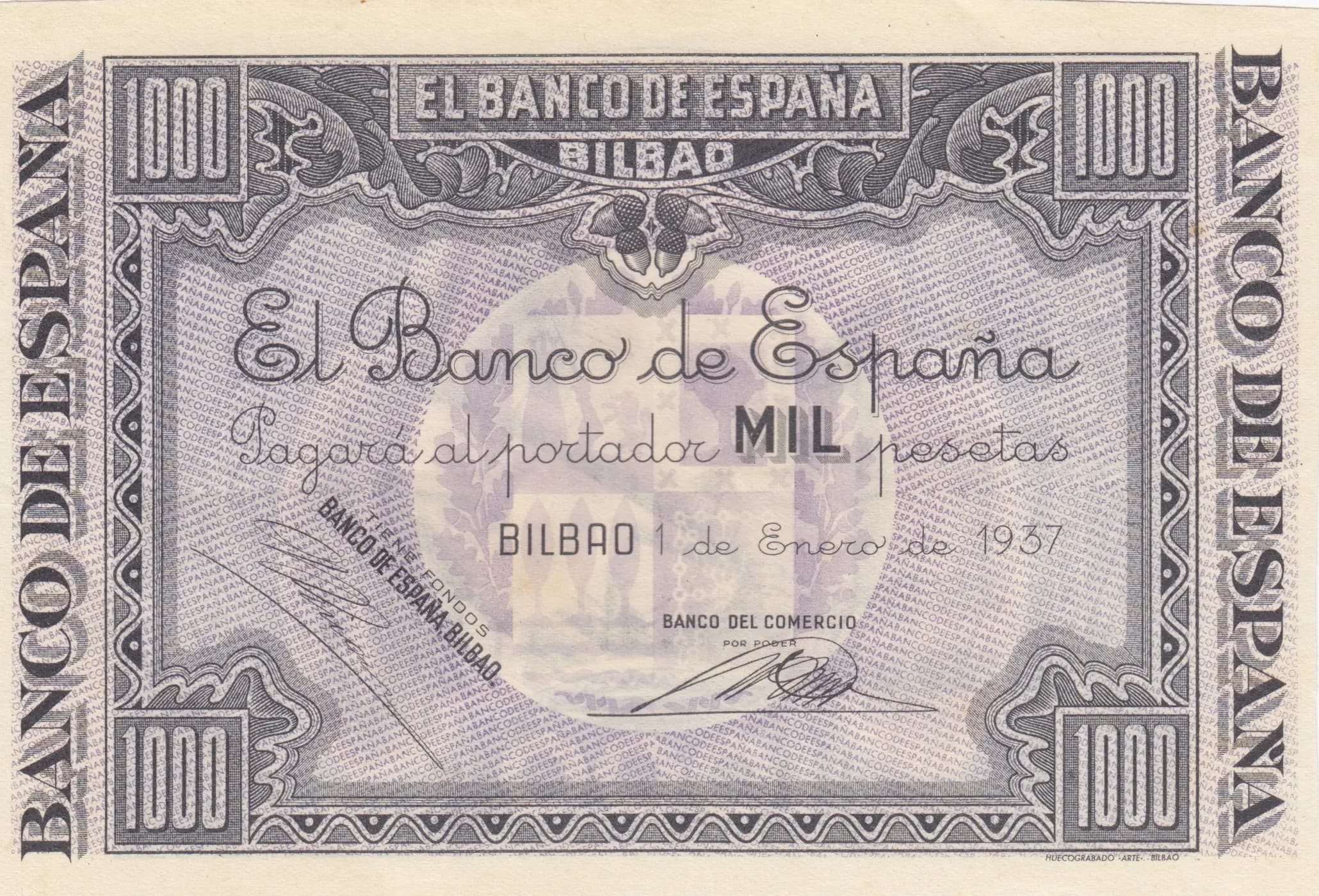 1000 pesetas 1936 from Spain, P-S567a-br
