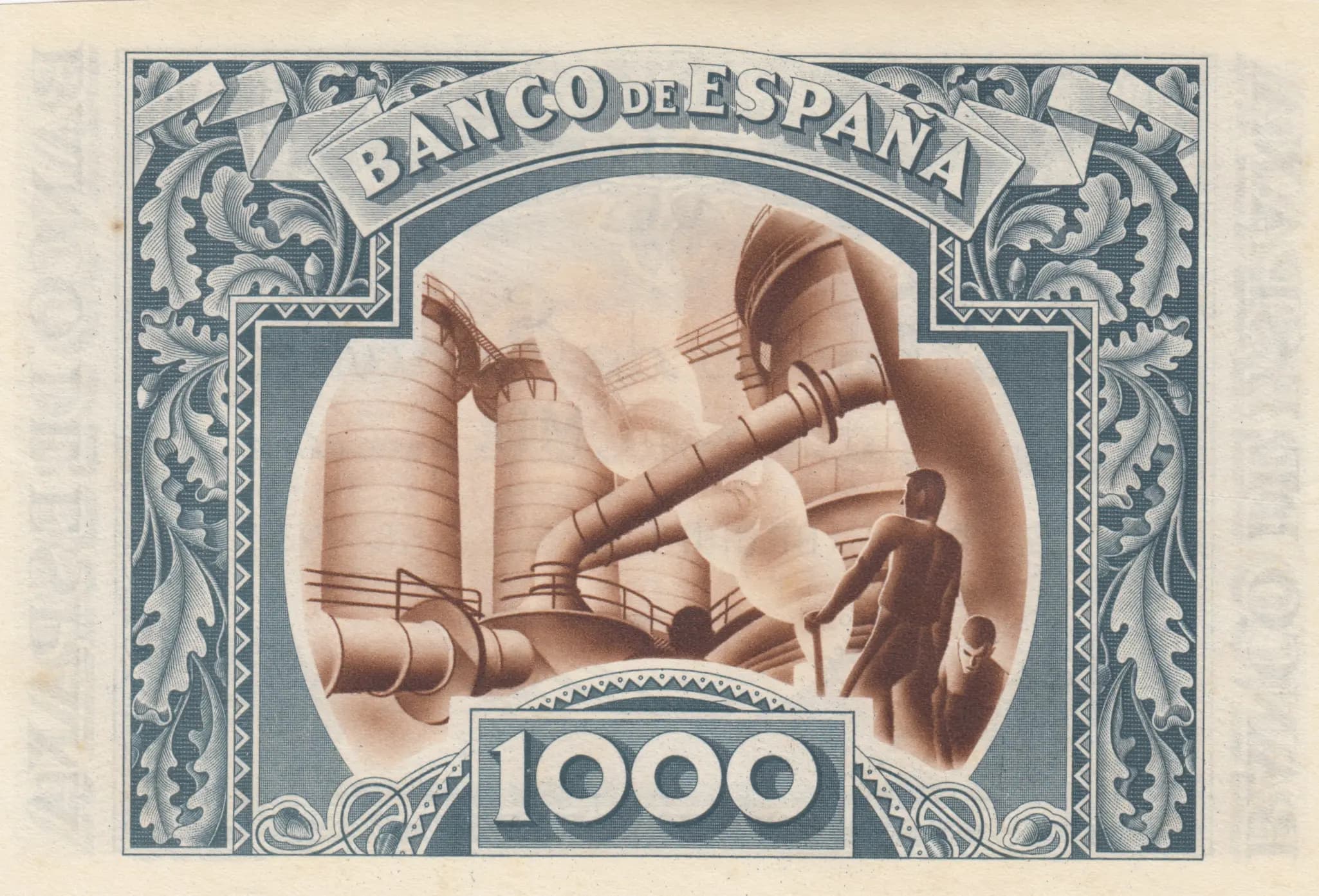 1000 pesetas 1936 from Spain, P-S567a-br (1936) — image 2