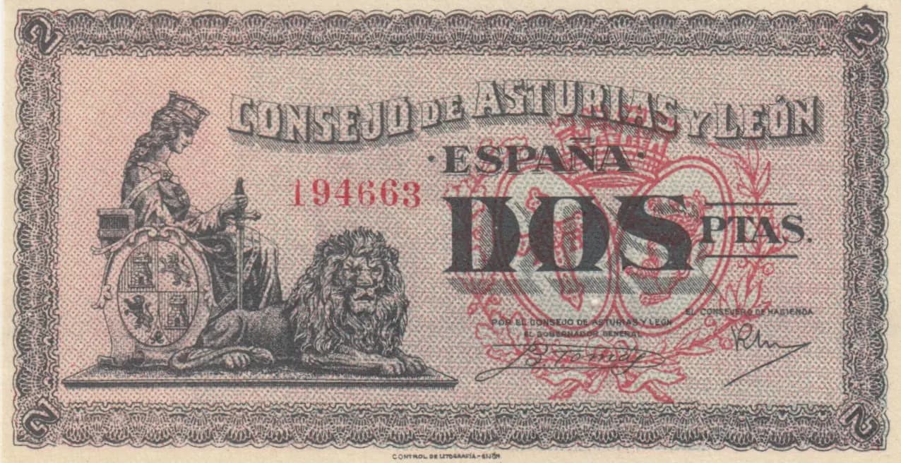 2 pesetas 1936 from Spain, P-S605 (1936) — image 1