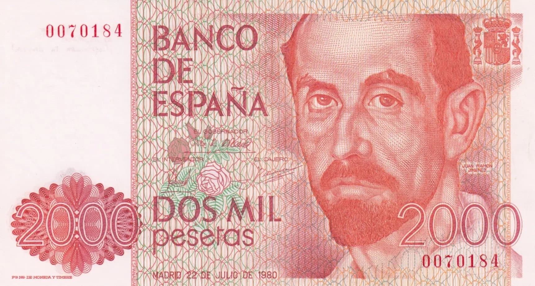 2000 pesetas 1980 from Spain, P-159 (1980) — image 1