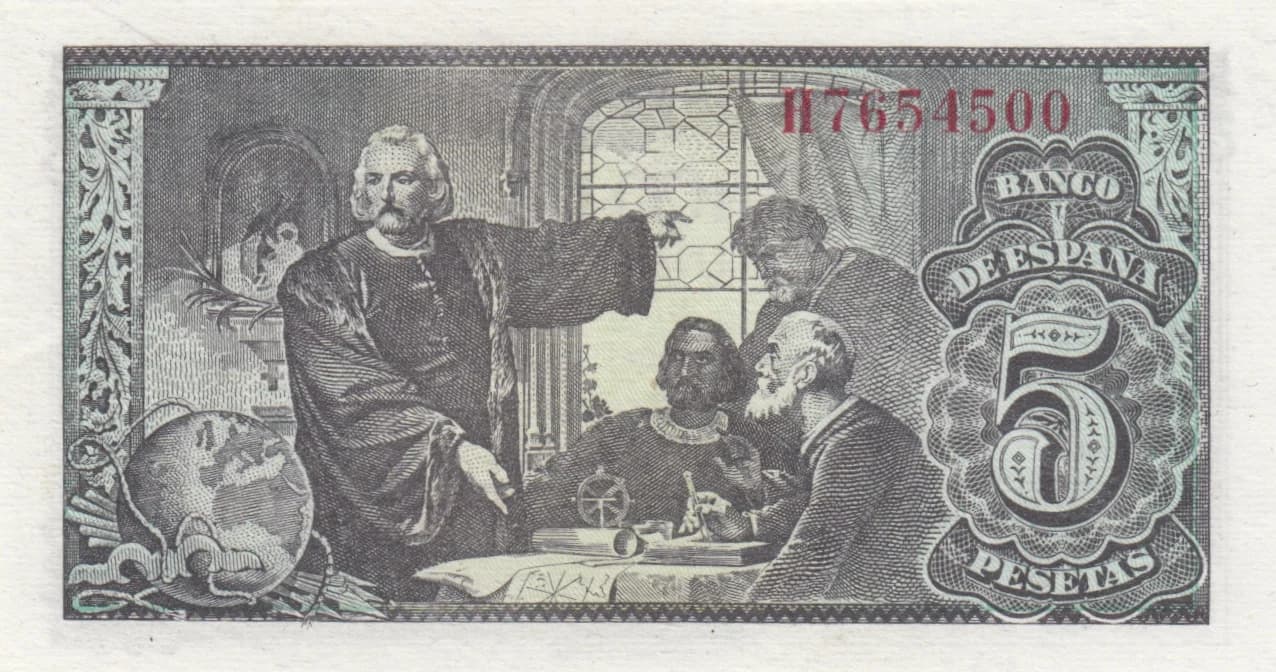 5 pesetas 1943 from Spain, P-127 (1943) — image 2