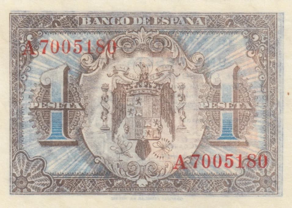  1 peseta 1940 from Spain, P-121 (1940) — image 2