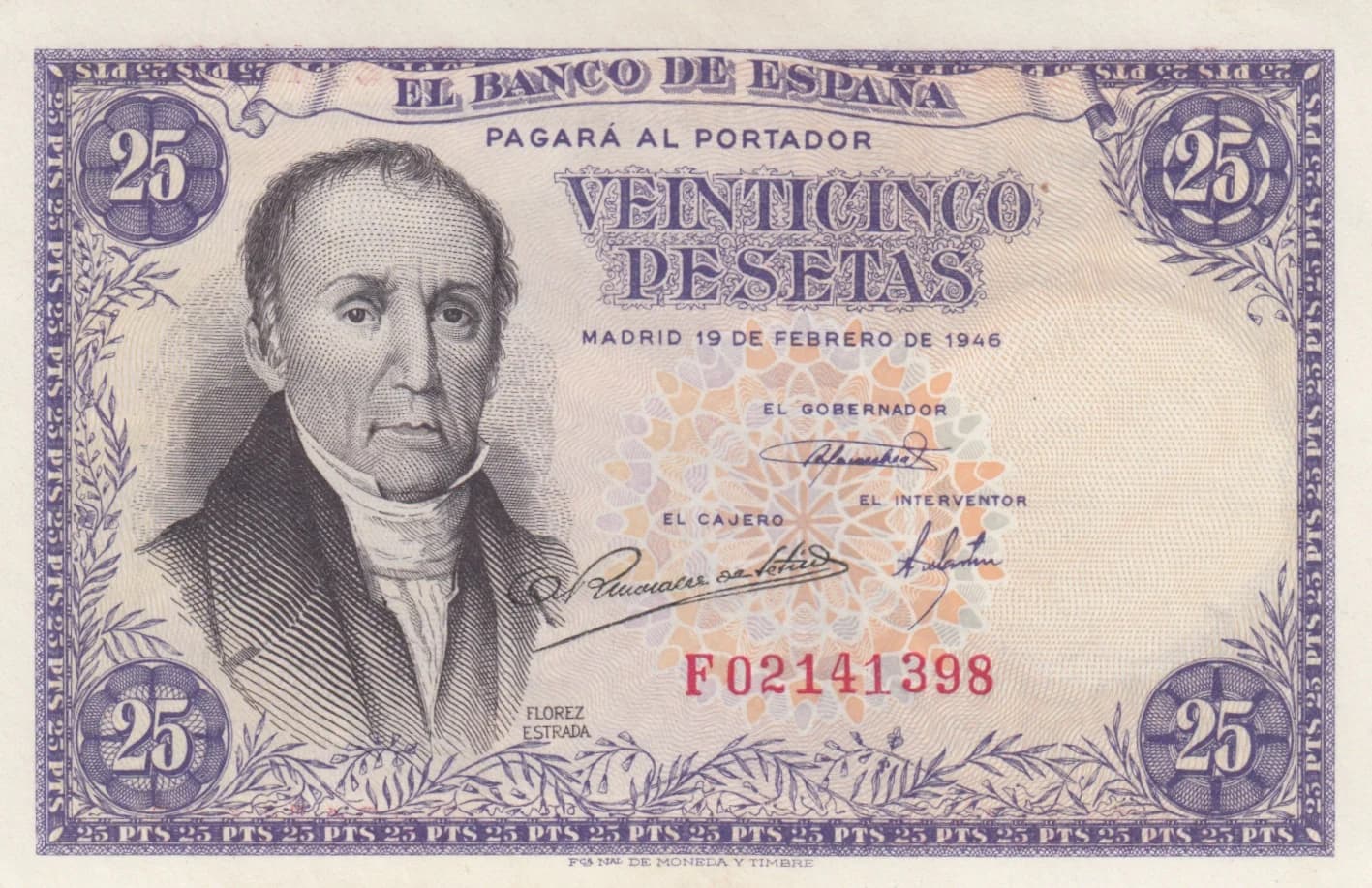 25 pesetas 1946 from Spain, P-130 (1946) — image 1