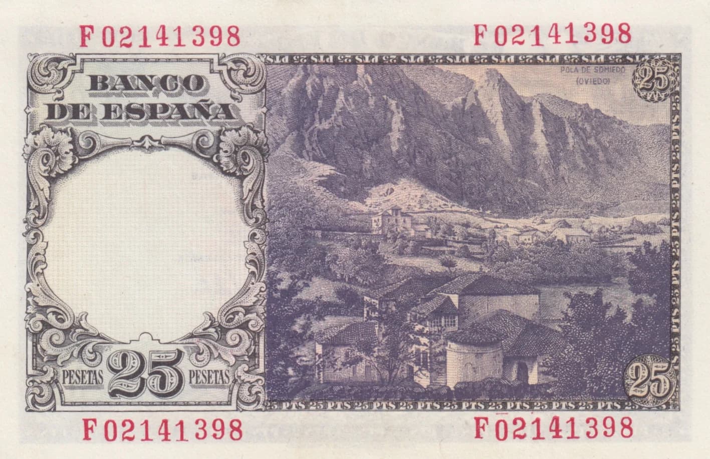 25 pesetas 1946 from Spain, P-130 (1946) — image 2