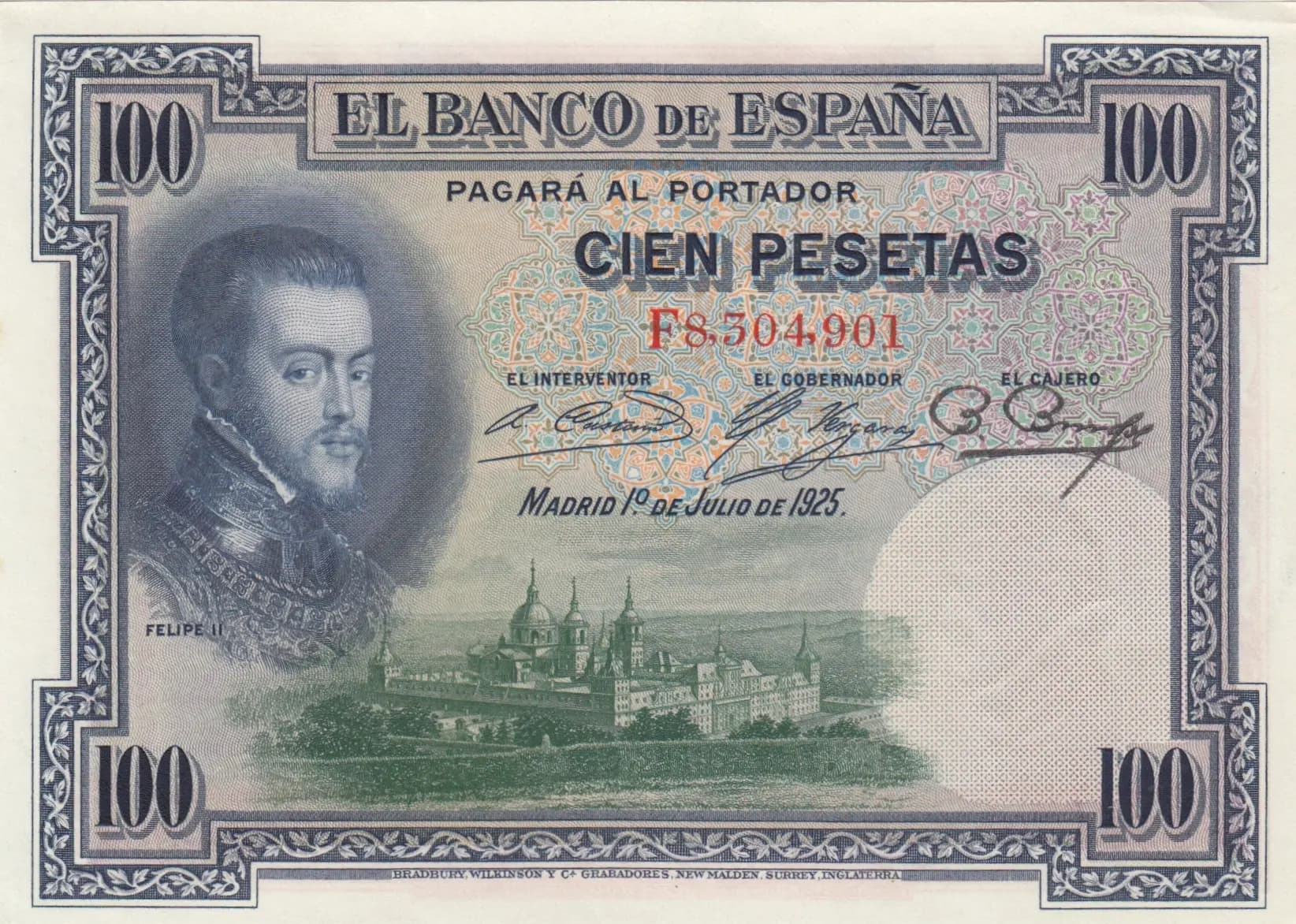 100 pesetas 1925 from Spain, P-69c