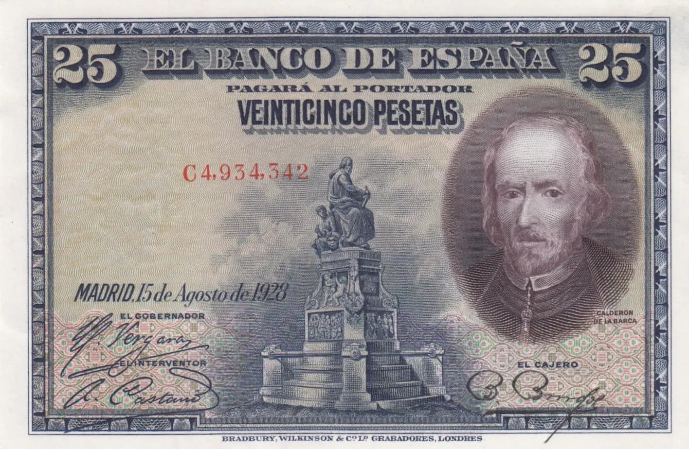 25 pesetas 1928 from Spain, P-74b (1928) — image 1