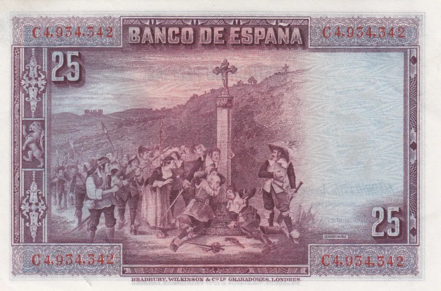 25 pesetas 1928 from Spain, P-74b (1928) — image 2
