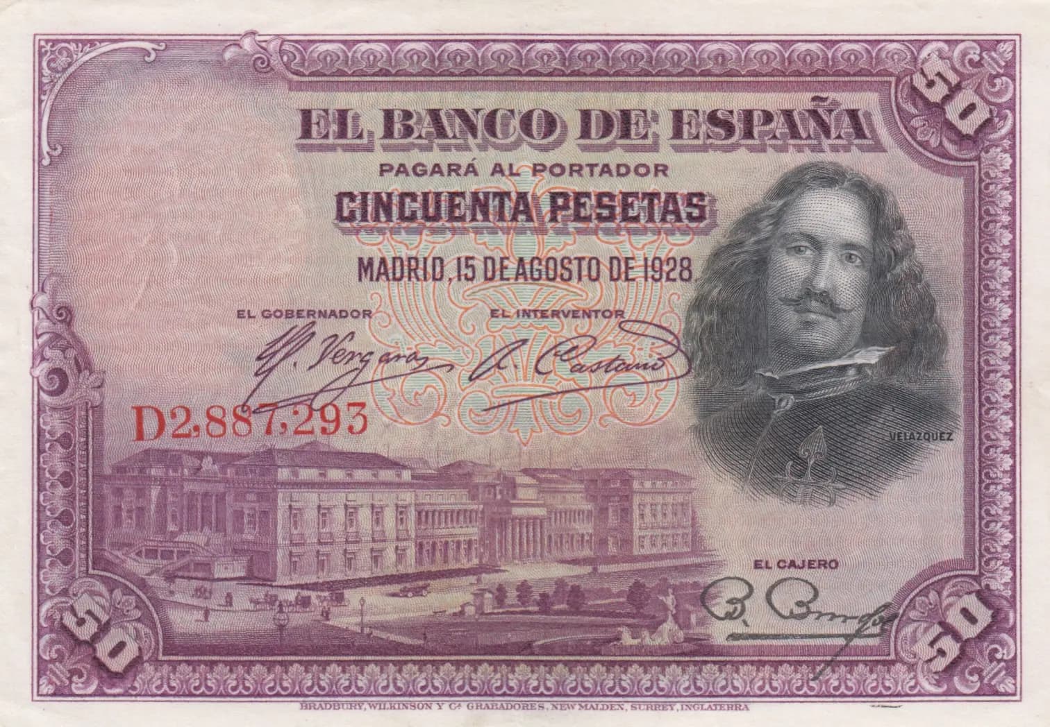 50 pesetas 1928 from Spain, P-75b