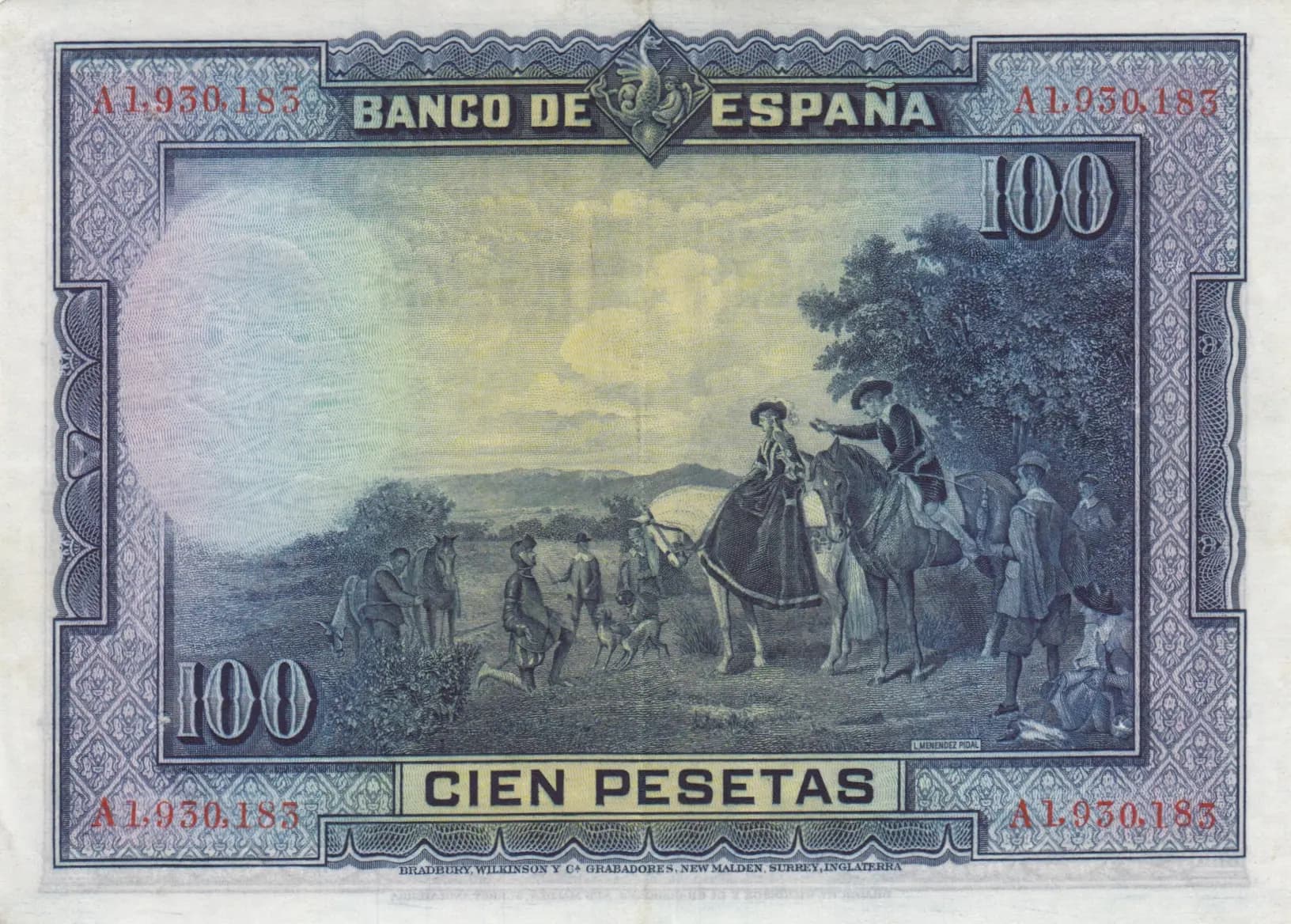 100 pesetas 1928 from Spain, P-76 (1928) — image 2
