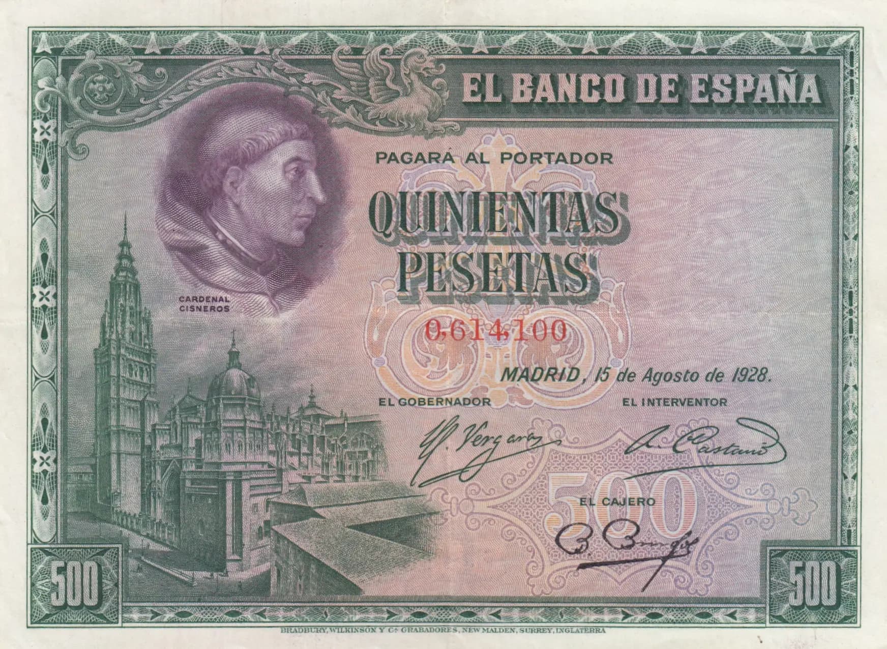 500 pesetas 1928 from Spain, P-77 (1928) — image 1