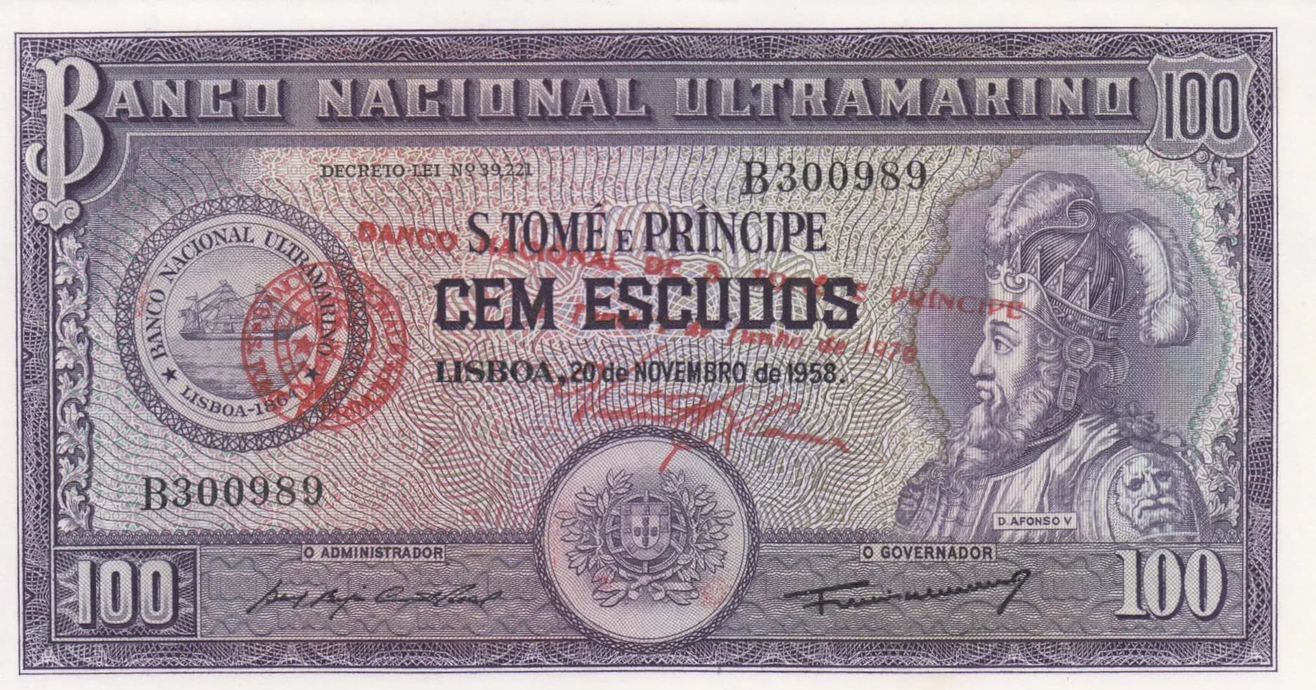 100 escudos 1976 from Saint Thomas & Prince, P-46 (1976) — image 1
