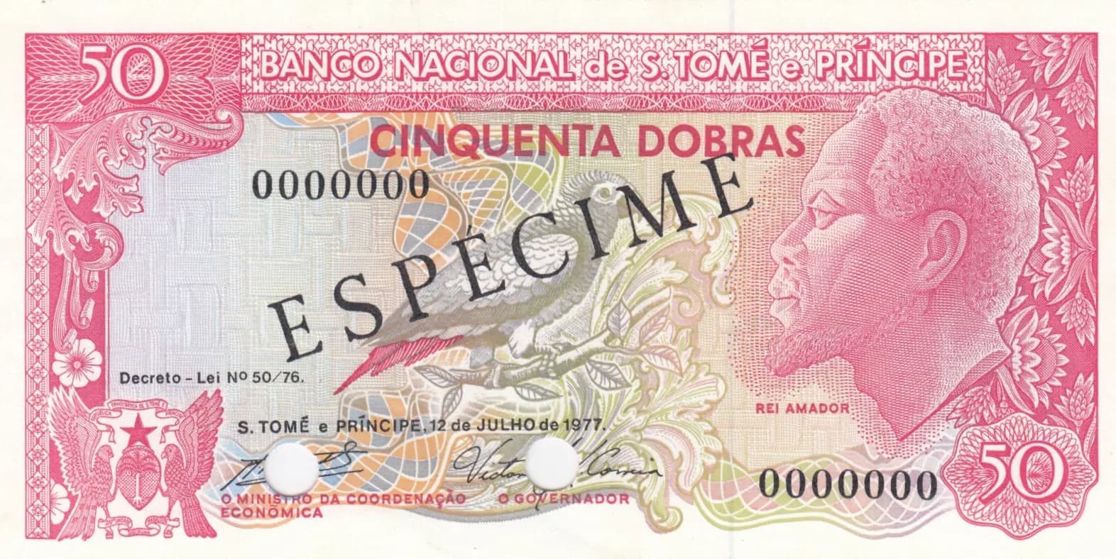 50 dobras 1977 specimen from Saint Thomas & Prince, P-52s (1977) — image 1